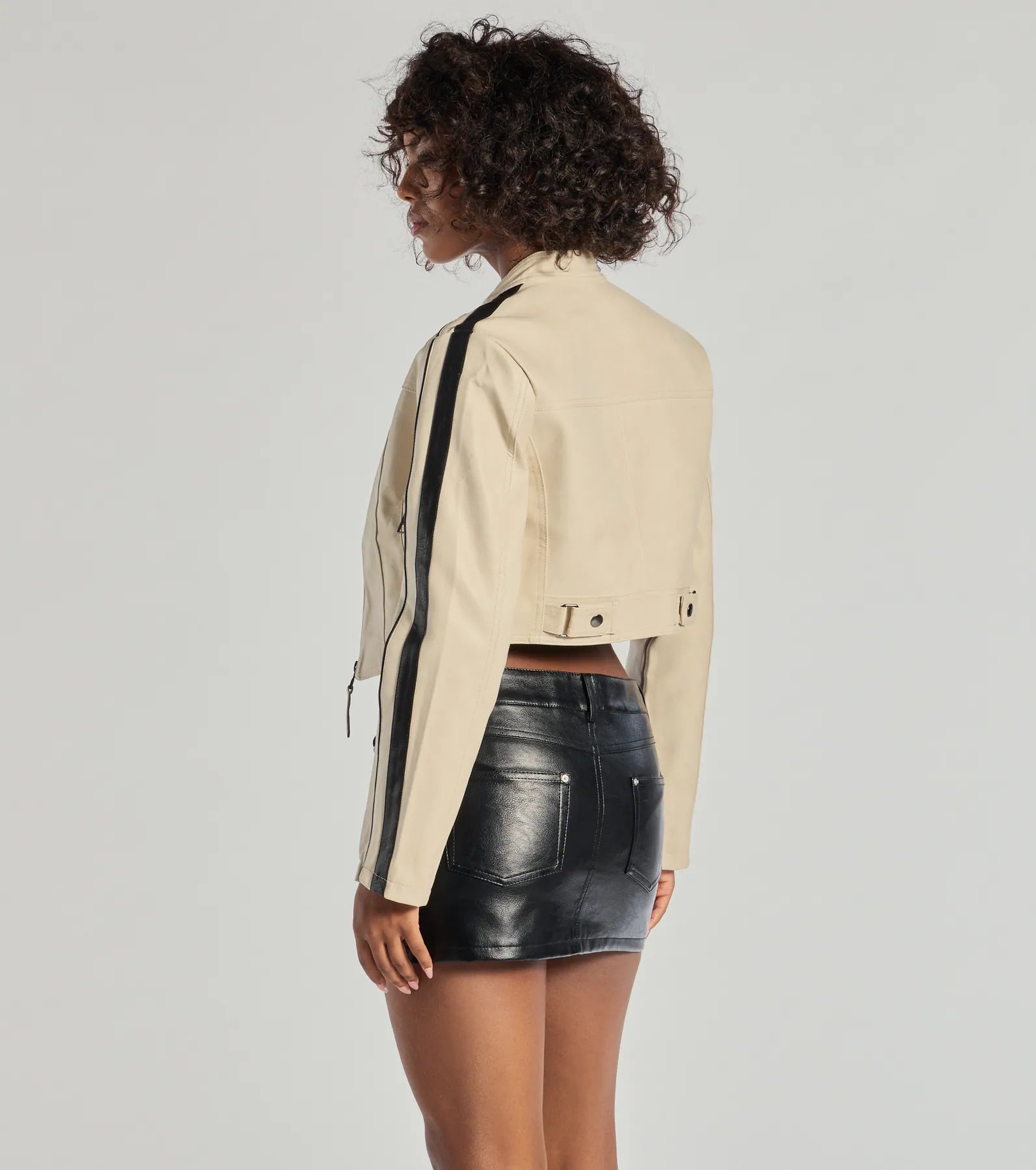 Windsor Cool Girl Chic Striped Faux Leather Jacket - view 2