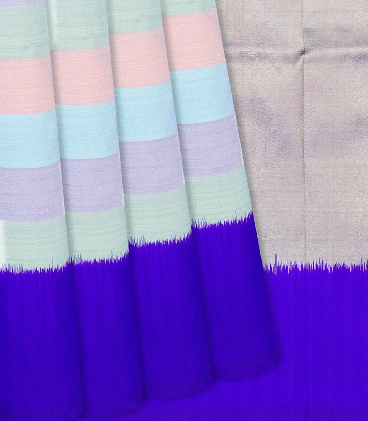 RmKV Multi Colour Handloom Pochampally Ikat Saree With Blue Border-Multi colour