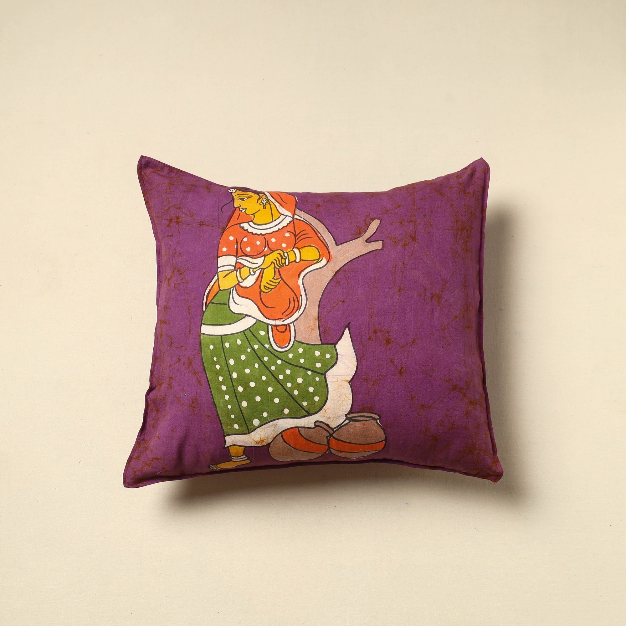 KACHCHH JI CHHAAP Pure Cotton Hand Batik Cushion Cover (18 x 18 in) 14