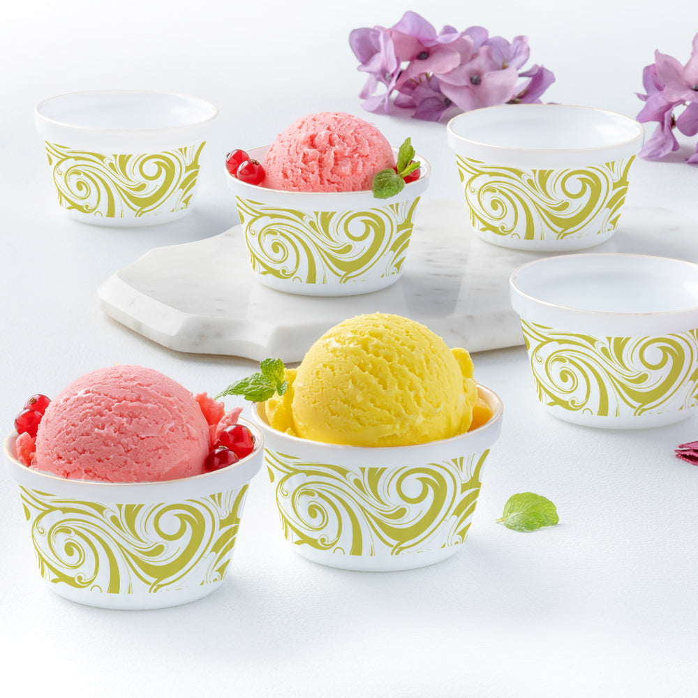 My Borosil Larah by Borosil Frosty Green Ice Cream Bowl Set