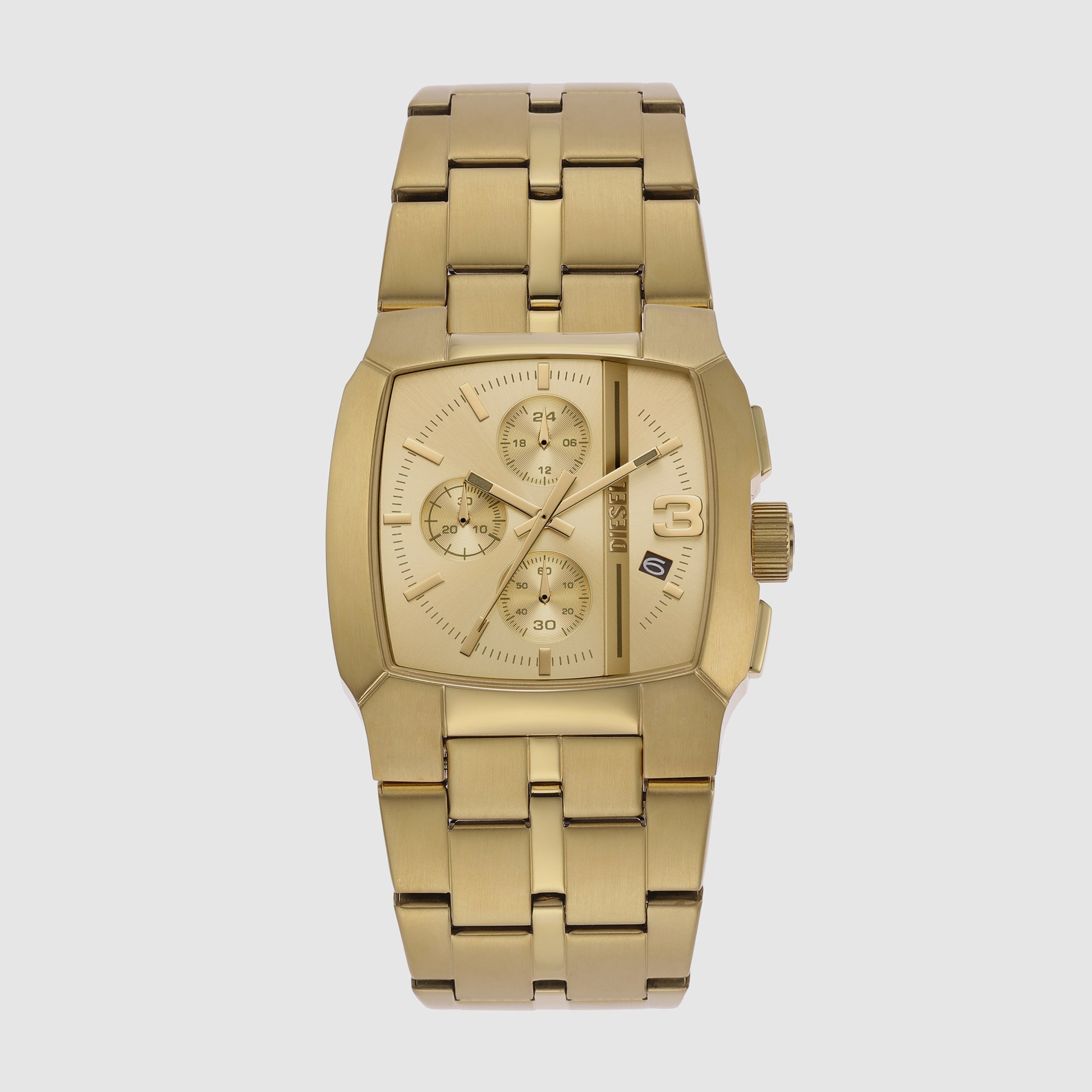 Diesel Cliffhanger Men Quartz Gold Dial Chronograph Stainless Steel Watch DZ4639