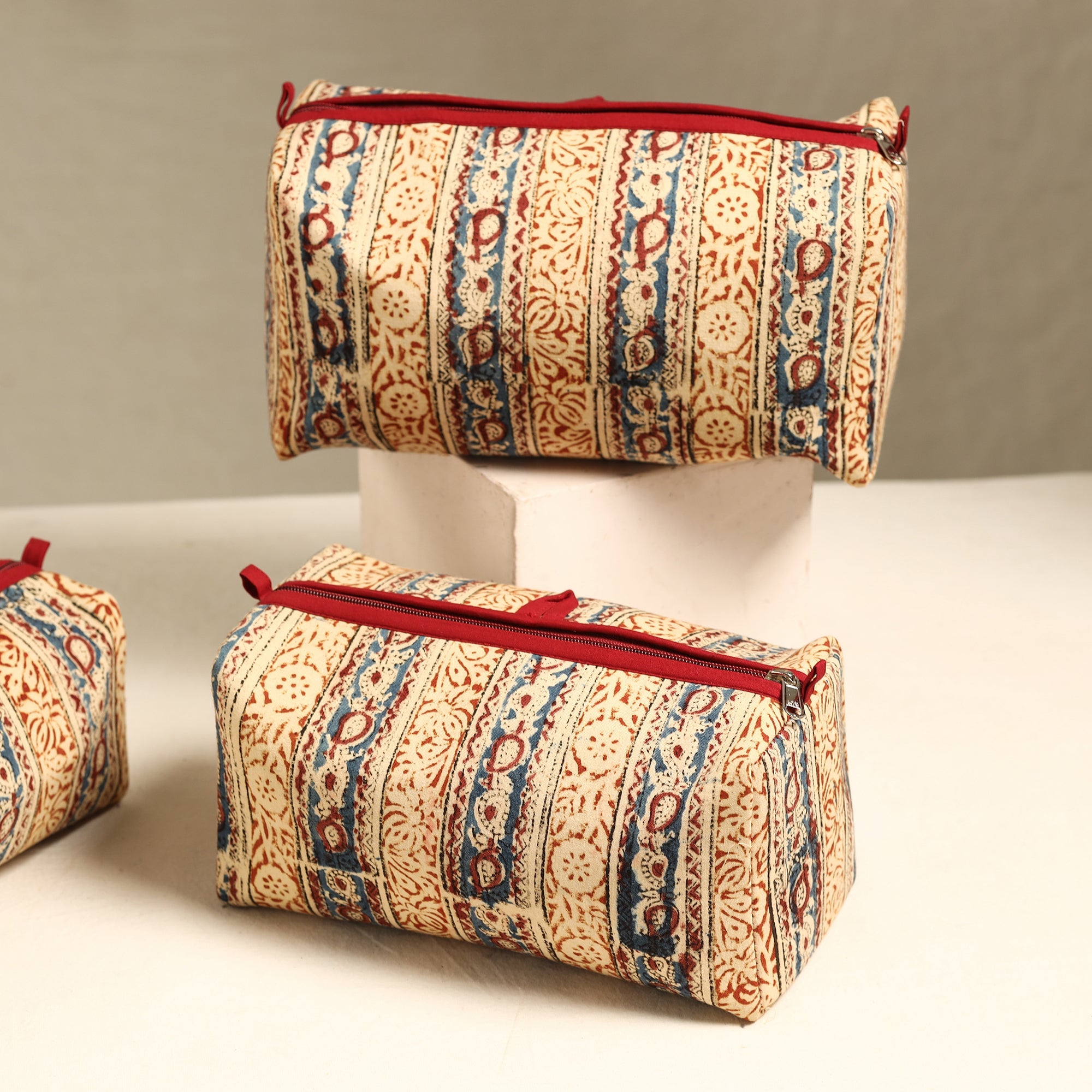 ITOKRI CRAFTS INITIATIVE Beige - Handmade Cotton Toiletry Bags (Set of 3) 44 - view 2