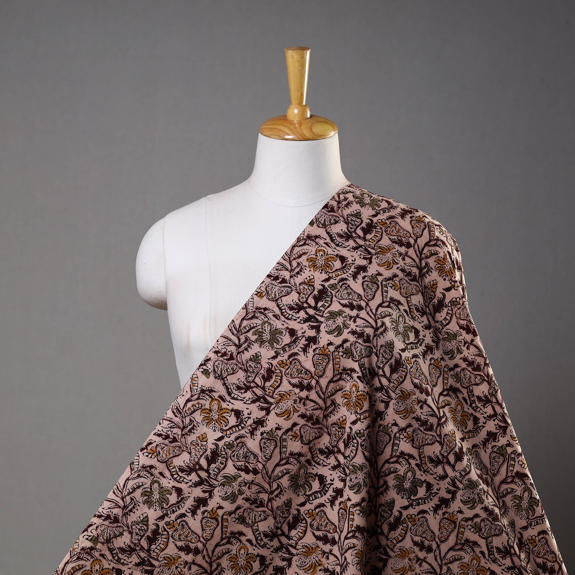 VENKATA BHANU KALAMKARI PEDANA Beige - Pedana Block Printed Cotton Kalamkari Fabric 14