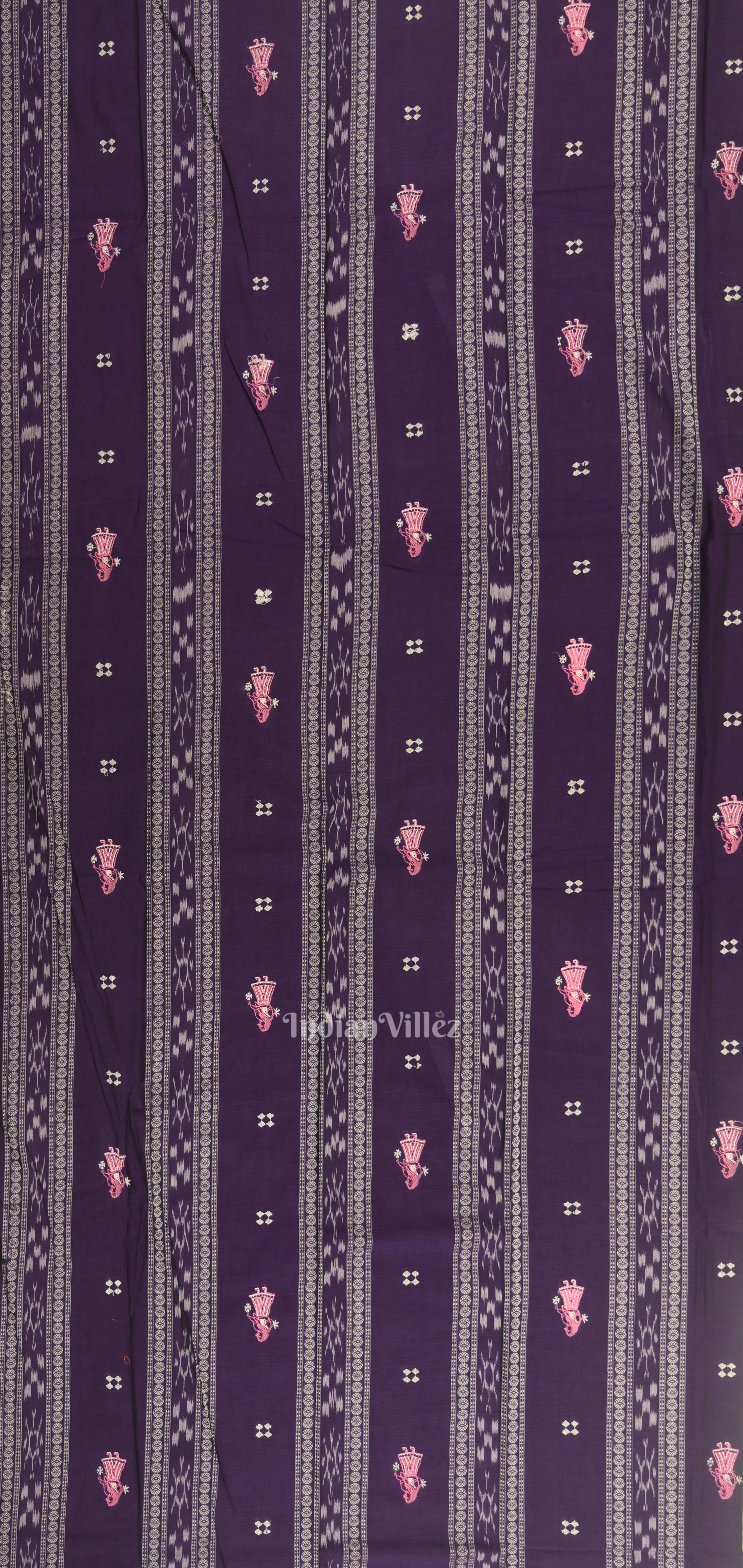 IndianVillèz Navy Blue with Pink Doll Odisha Ikat Sambalpuri Dress Material & Dupatta - view 3