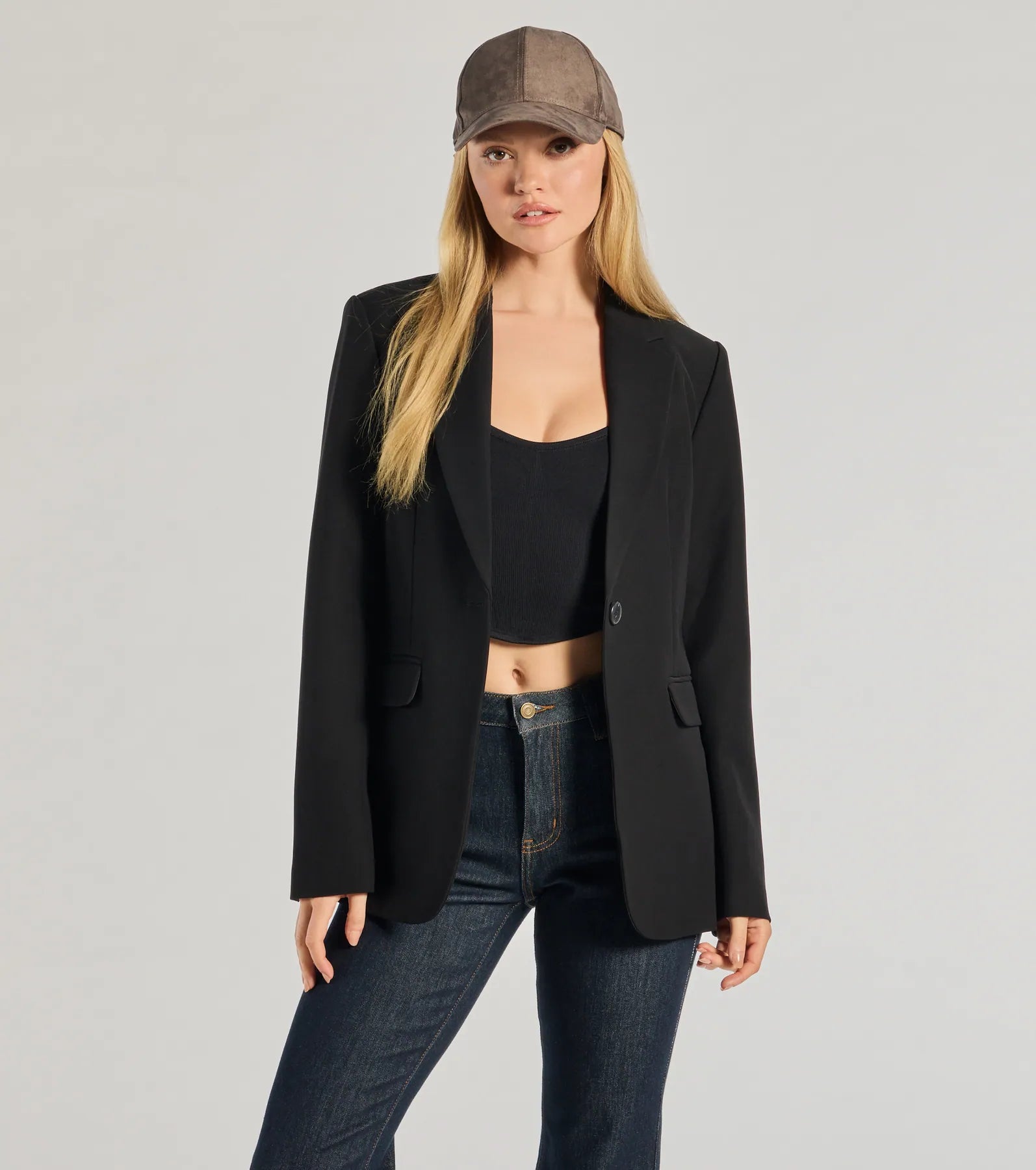 Windsor Chic Staple Oversized Blazer – BLACK