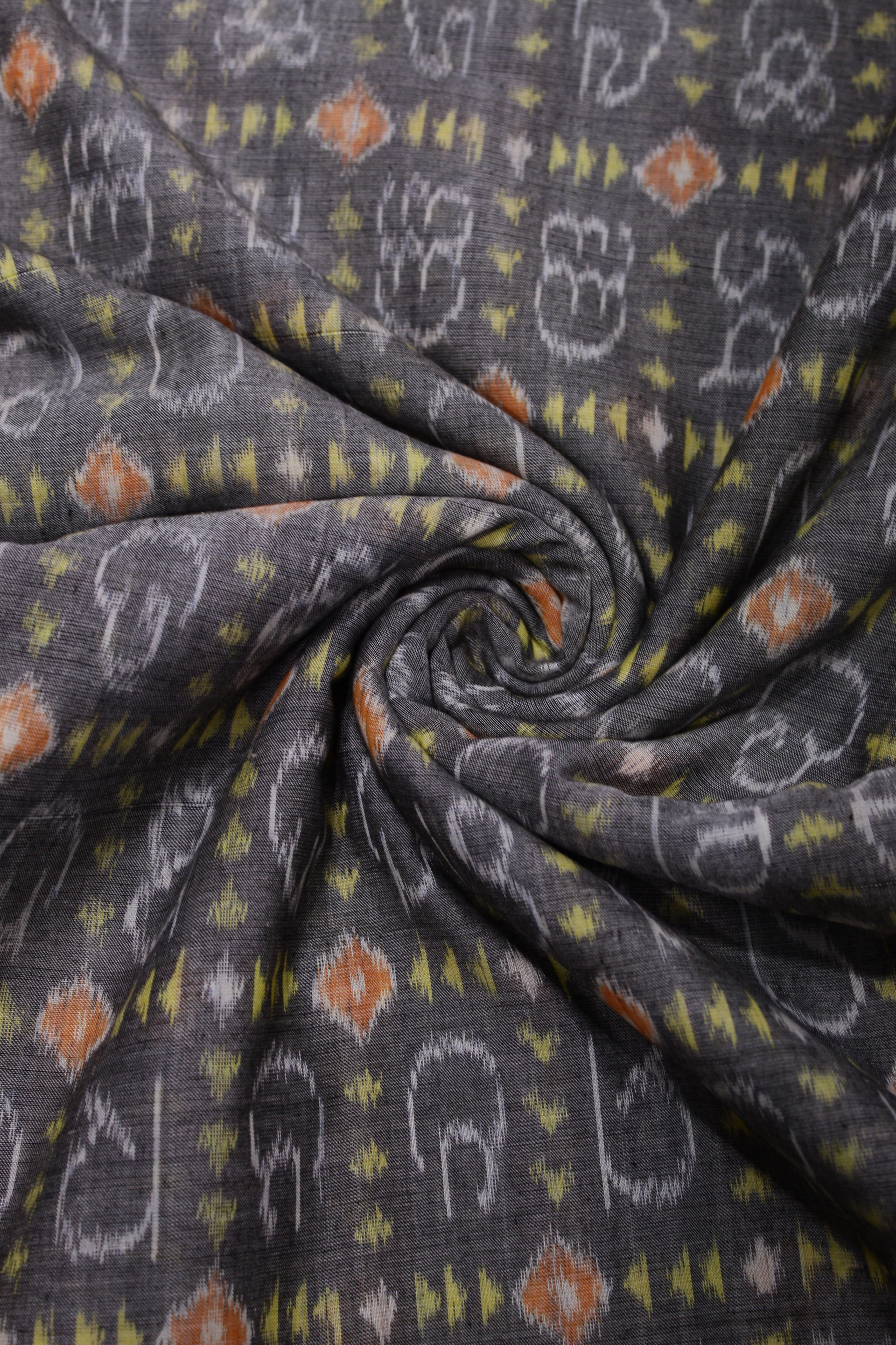 IndianVillèz Faded Black Odia Barnamala Sambalpuri Ikat Cotton Fabric