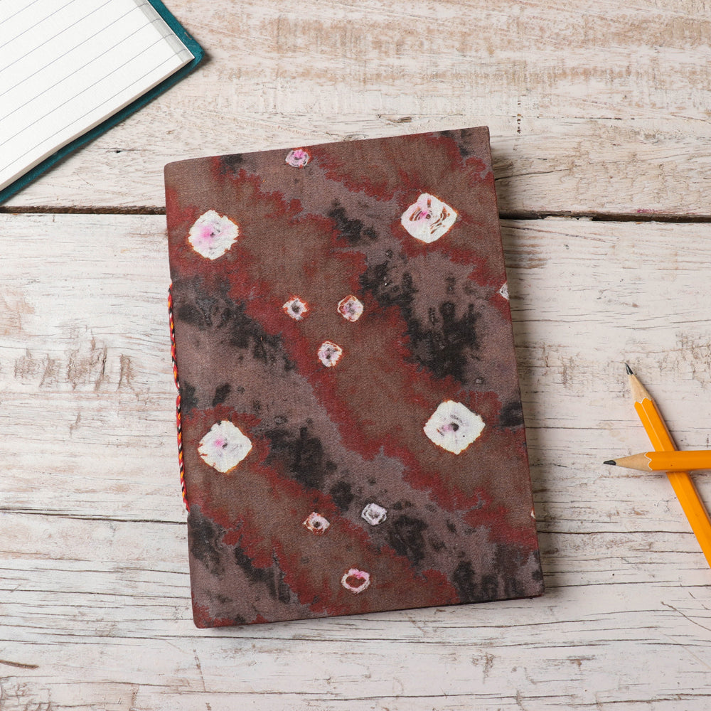 BINDAAS UNLIMITED Brown - Bandhani Cover Handmade Ruled Paper Notebook (7 x 5 in)