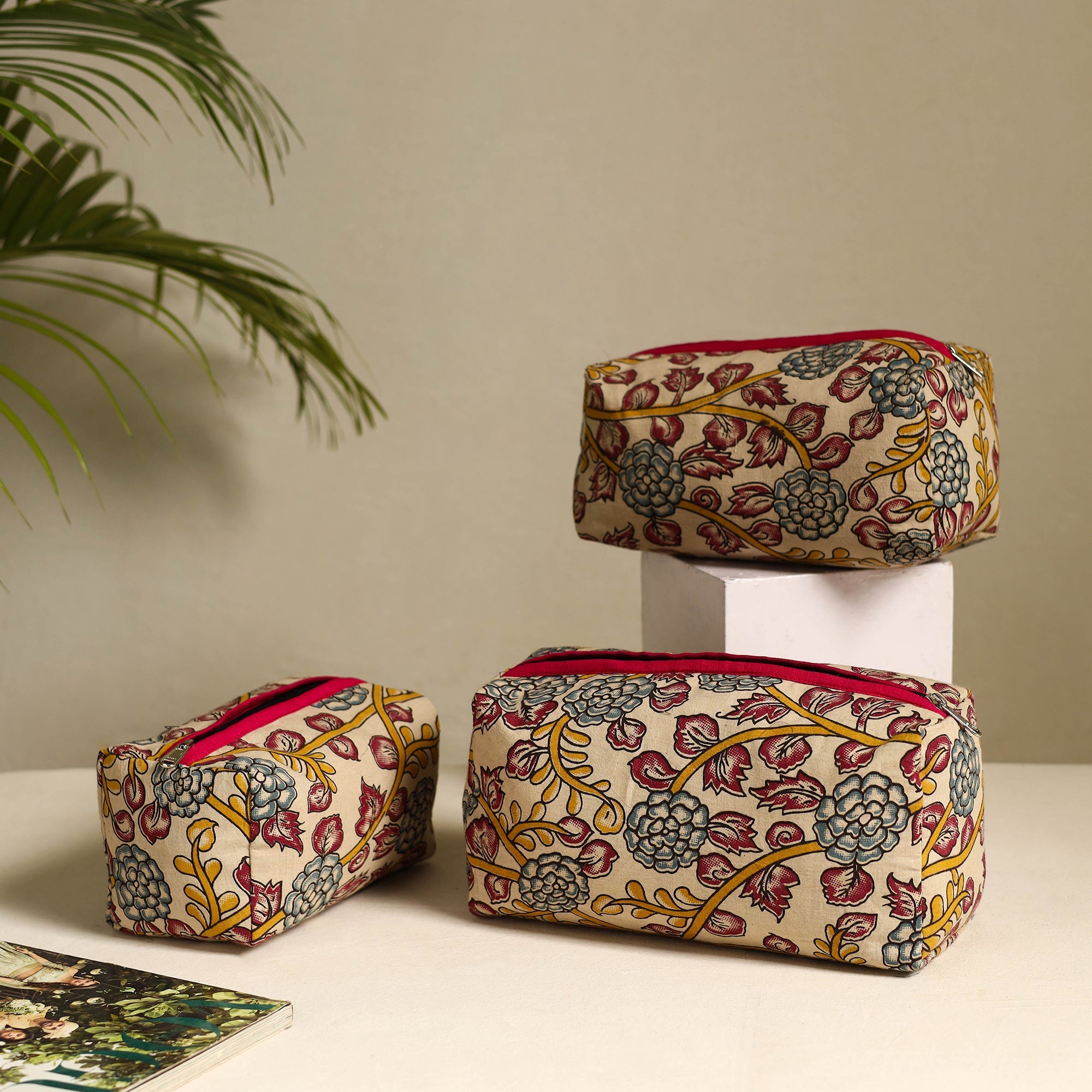 NOORI BAZAR Beige - Handmade Cotton Toiletry Bags (Set of 3) 13