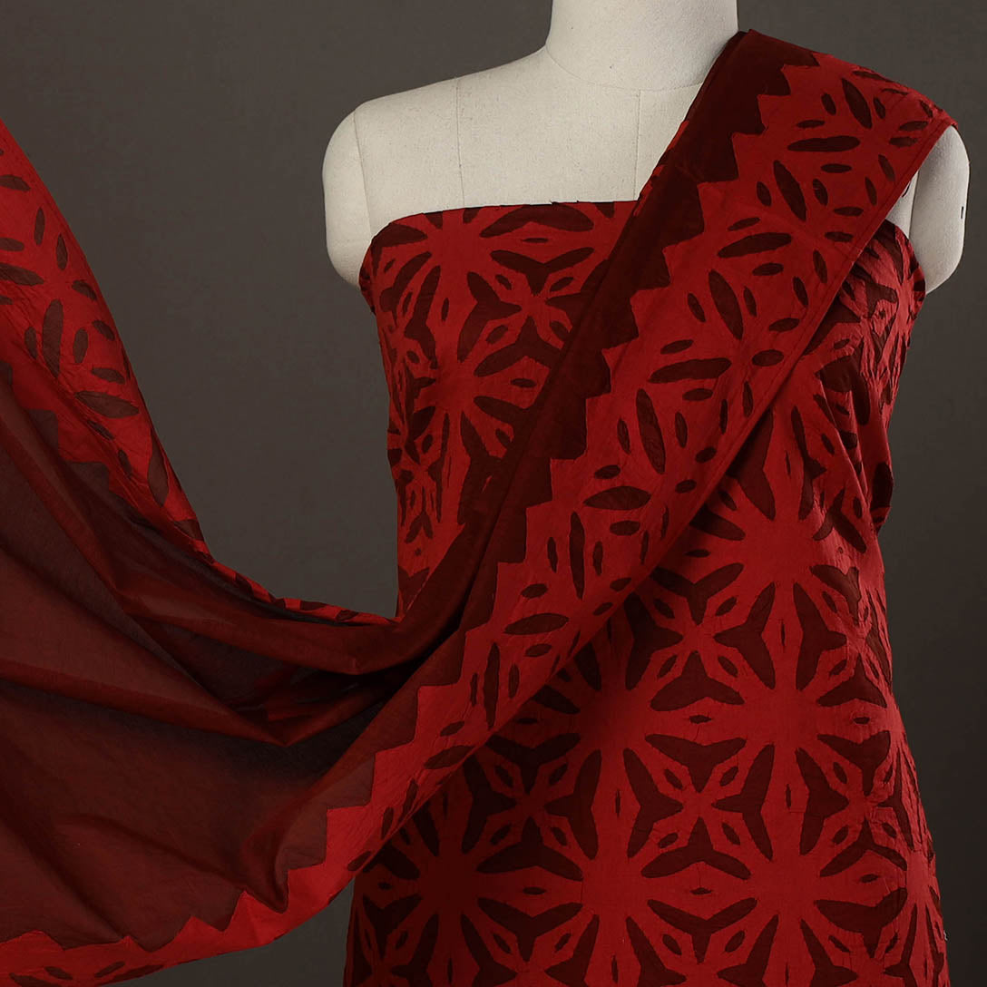 SHADES OF MARUDHARA 3pc Cut Work Cotton Barmer Applique Dress Material 49 - view 3