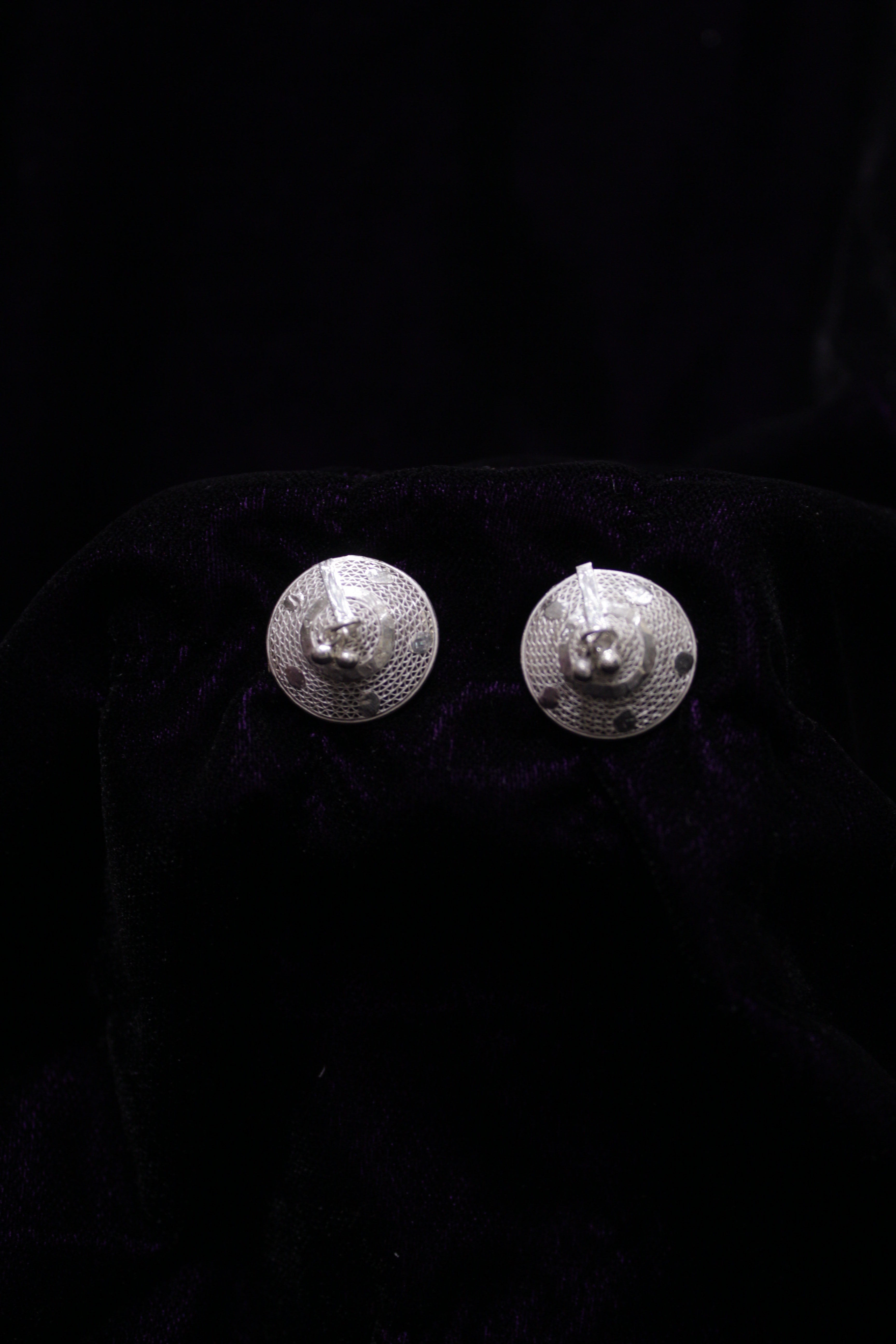 Indianvillez Cone Silver Bead Filigree Earring Stud - view 2