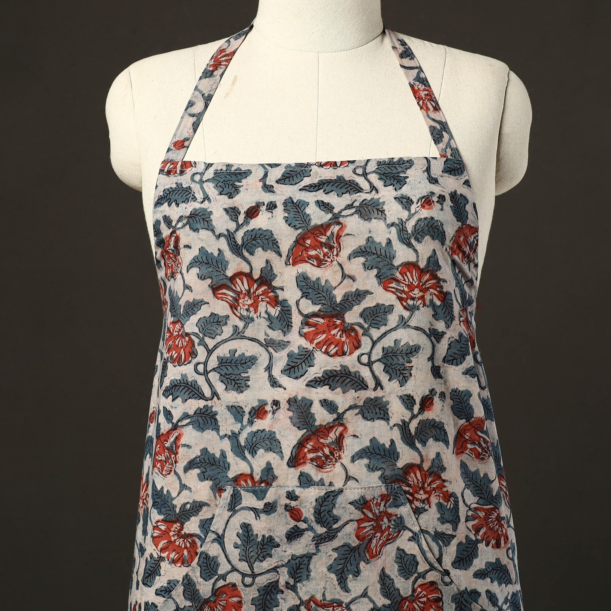 JALPARI Beige - Bagru Block Print Cotton Apron with Pocket 21 - view 2