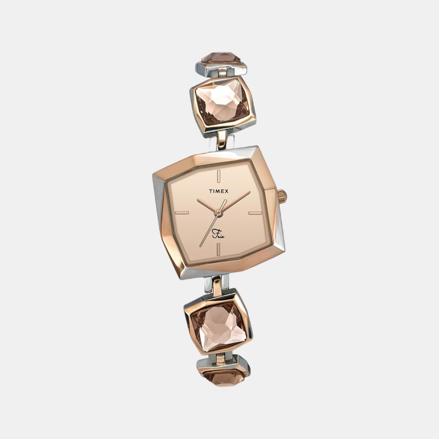 Timex Fria Women Quartz Rose Gold Dial Analog Stainless Steel Watch TWEL16101
