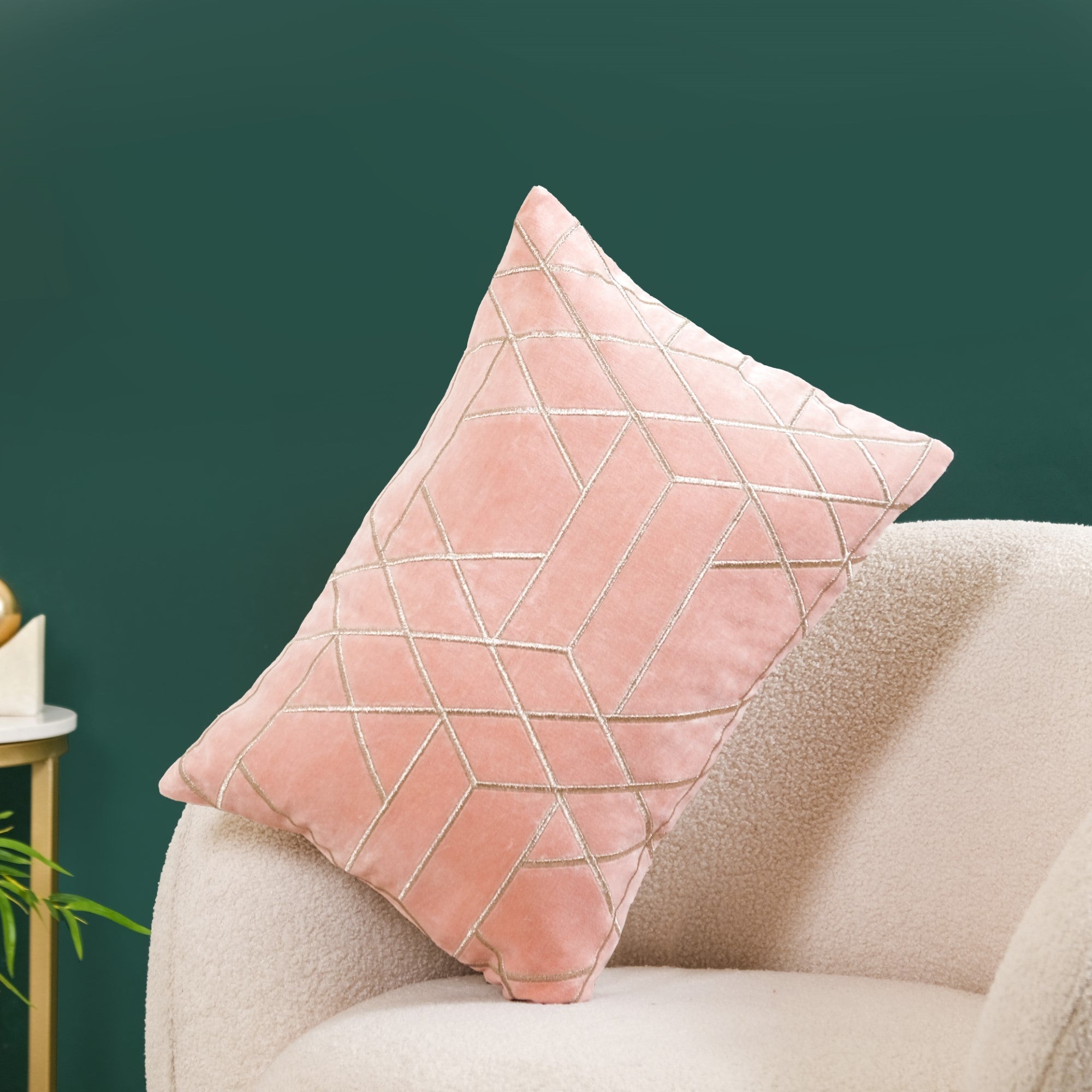 Nestasia Silver Embroidered Geometric Cushion Cover 50x35 cm - view 2