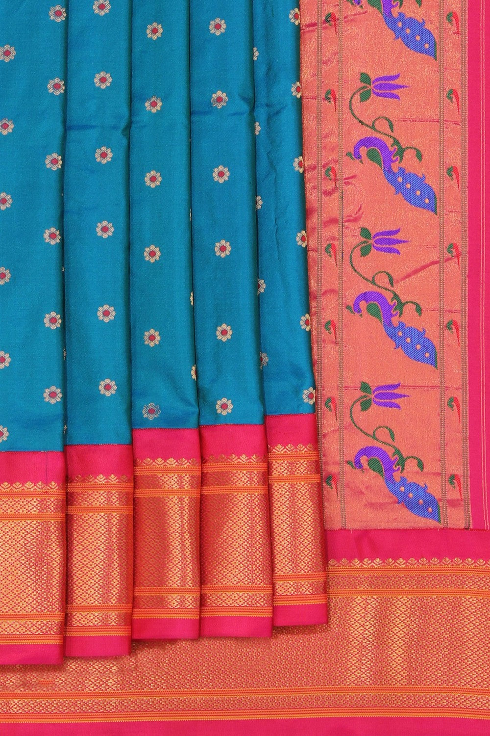 Kalanjali Gadwal Silk Blue Saree – Women's
