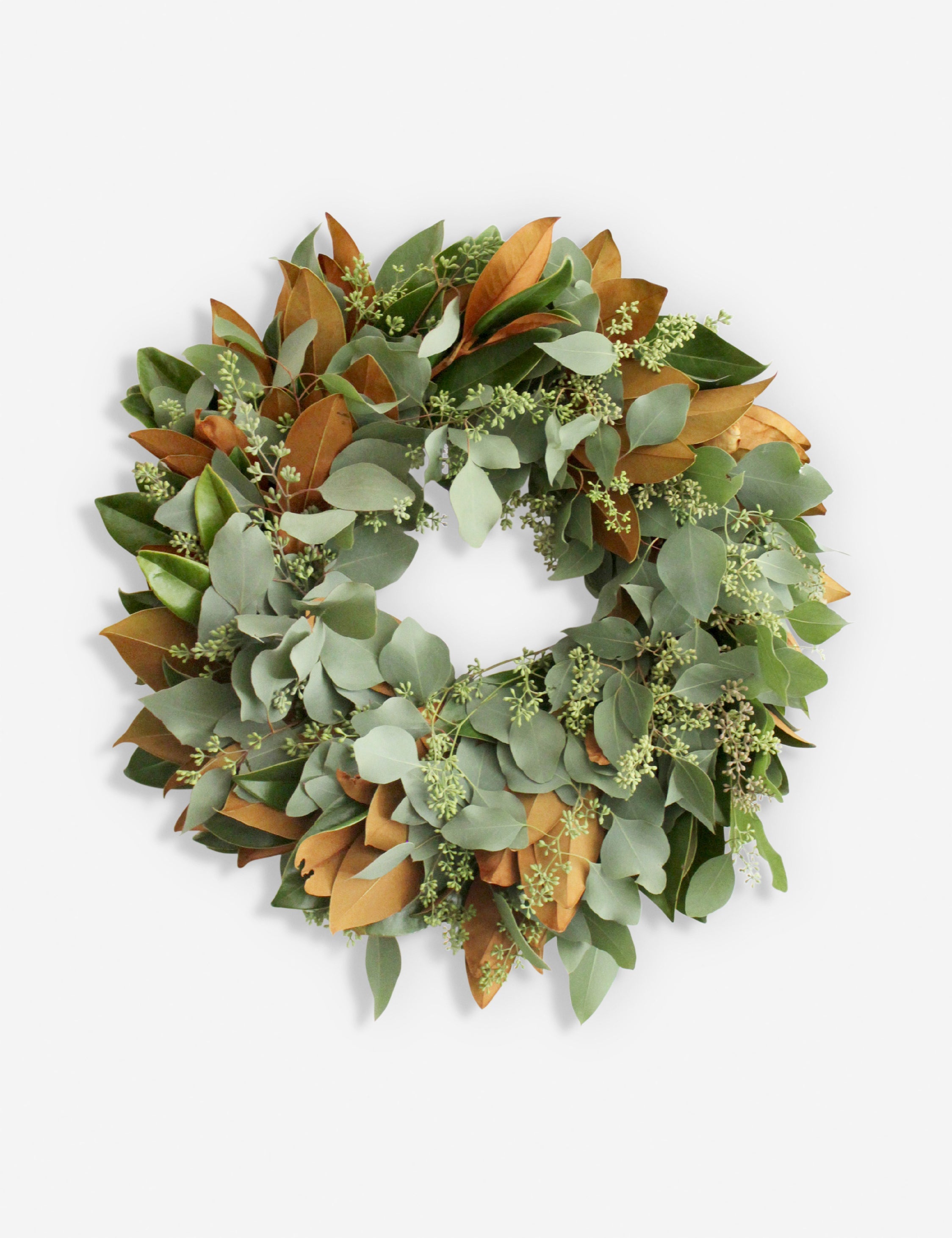 Lulu and Georgia Fresh Handmade Magnolia and Seeded Eucalyptus Wreath