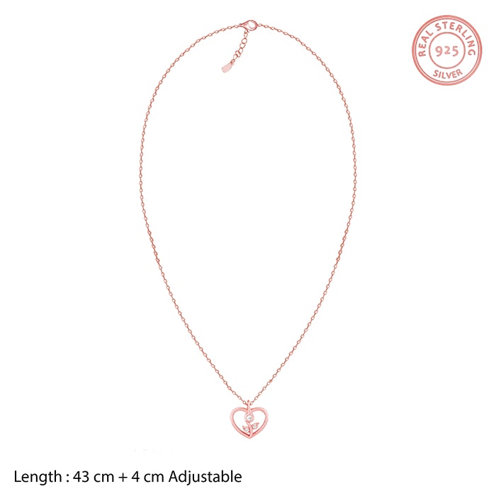 GIVA Jewellery Rose Gold Leaf Me More Heart Pendant with Link Chain - view 6
