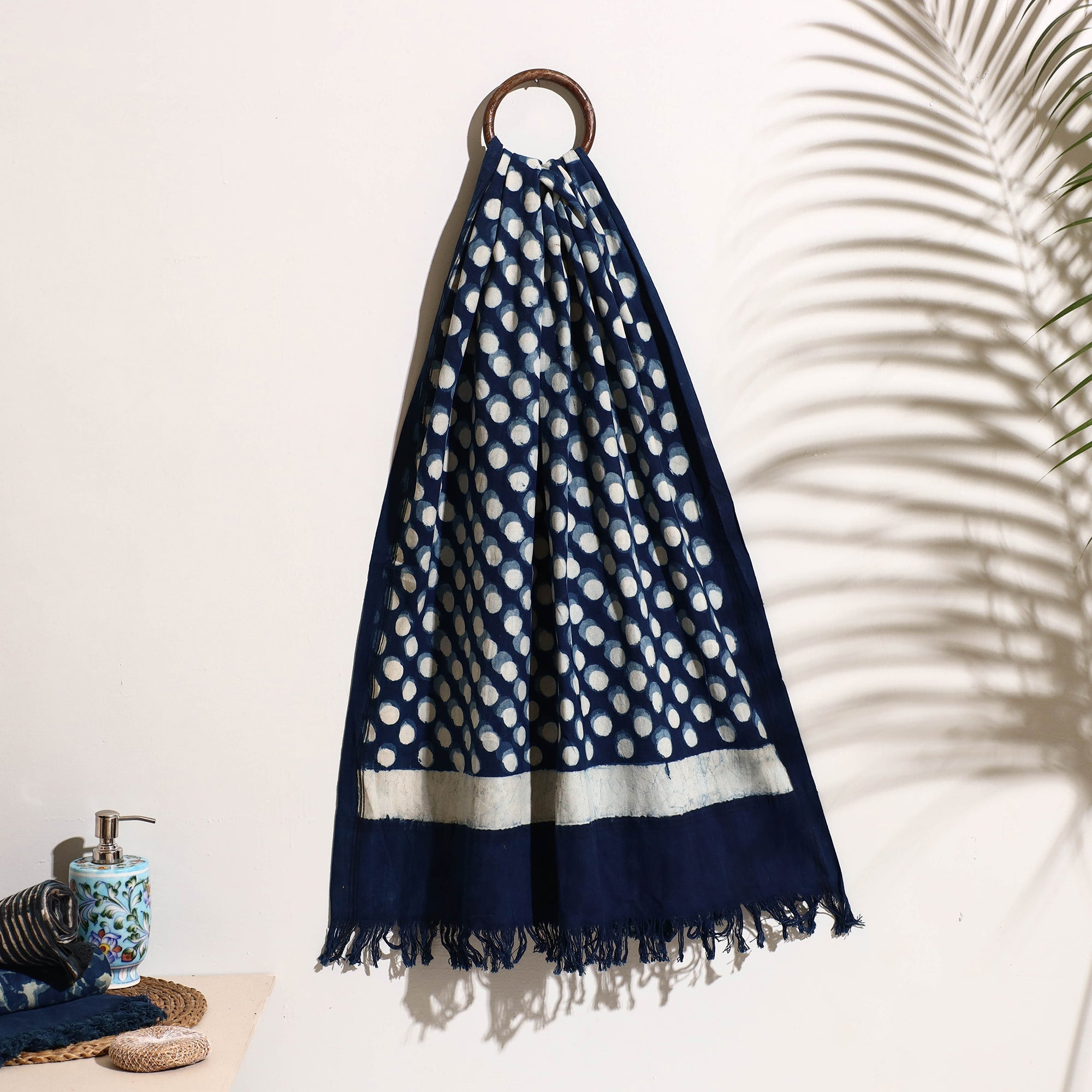 BINDAAS UNLIMITED Blue - Bindaas Block Printed Handloom Cotton Towel
