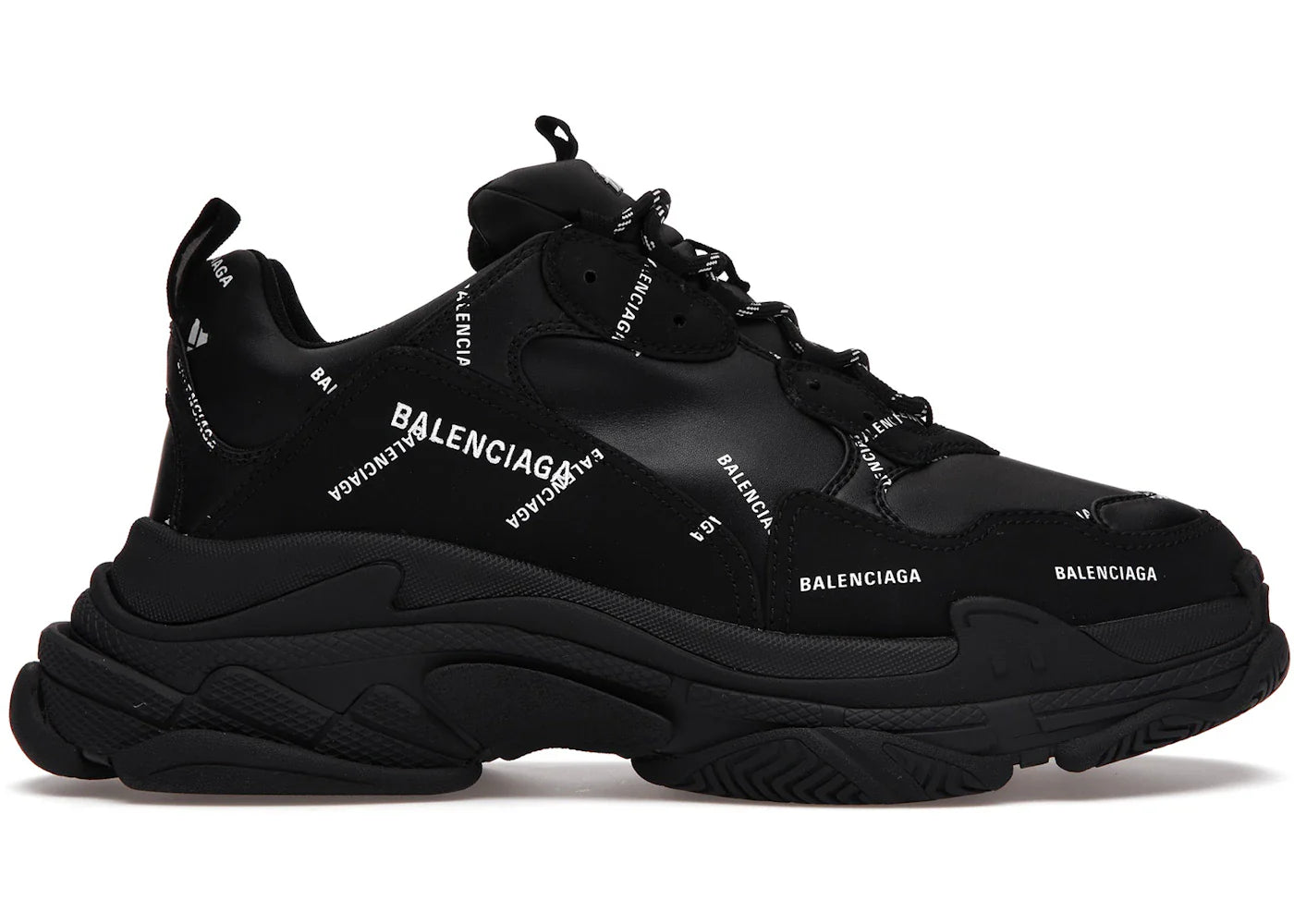 Balenciaga Triple S Allover Logo Black