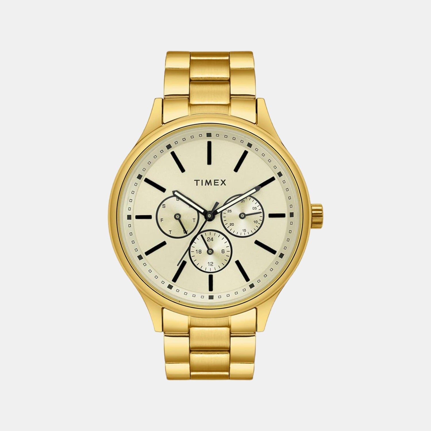 Timex Fashion Men Quartz Beige Dial Chronograph Stainless Steel Watch TWEG18415