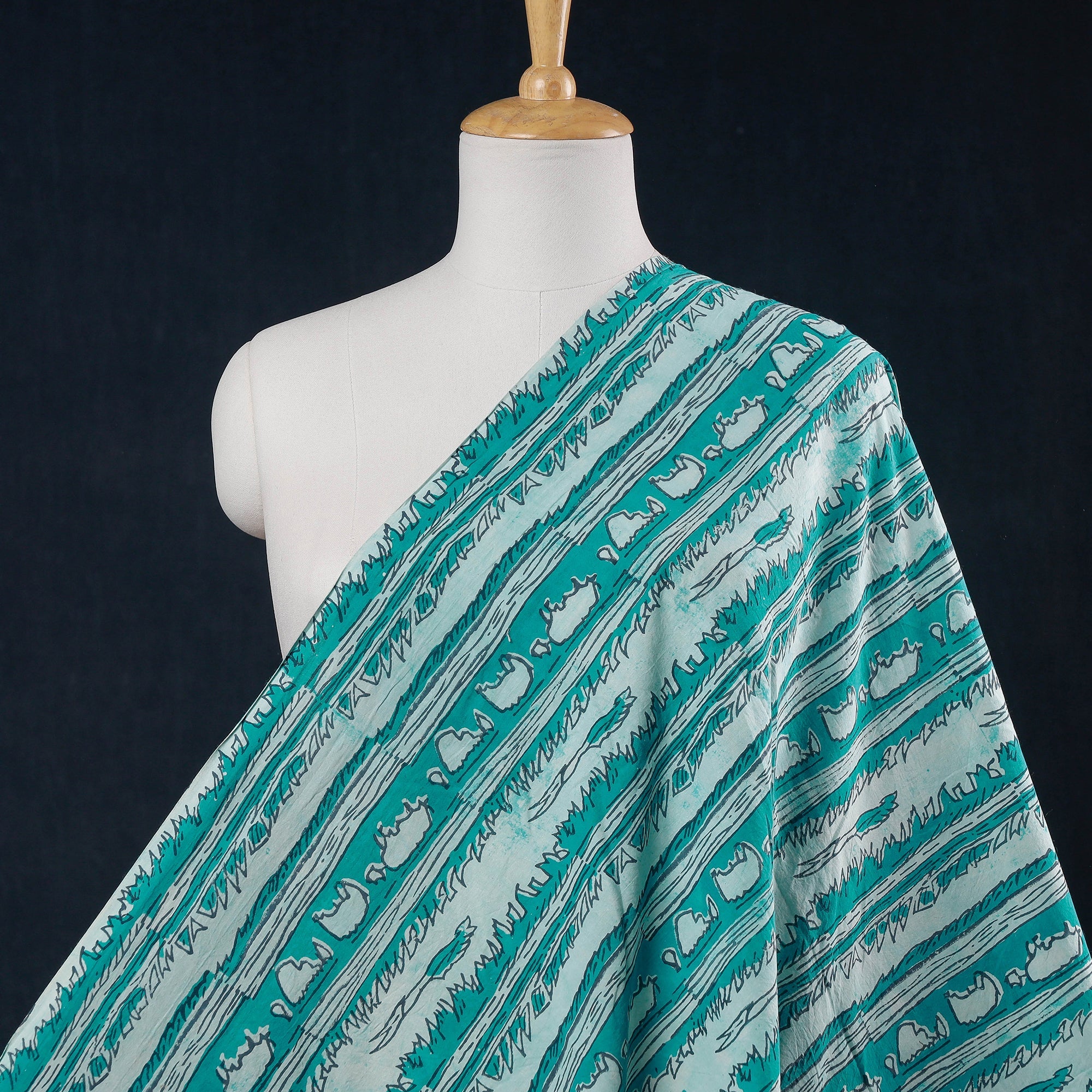 HAVELI CHRONICLES Blue - Hand Block Printed Cotton Akola Fabric