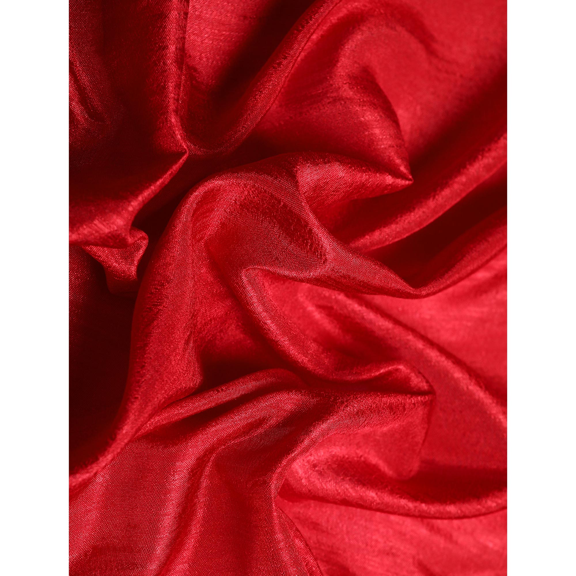 Peachmode Maroon Solid Vichitra Silk Saree With Fancy Zari Border - view 7