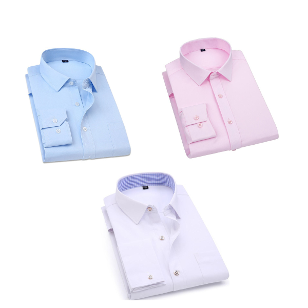 BlackTree Combo of 3 Cotton Shirt for Man (Pink, Sky Blue and White)