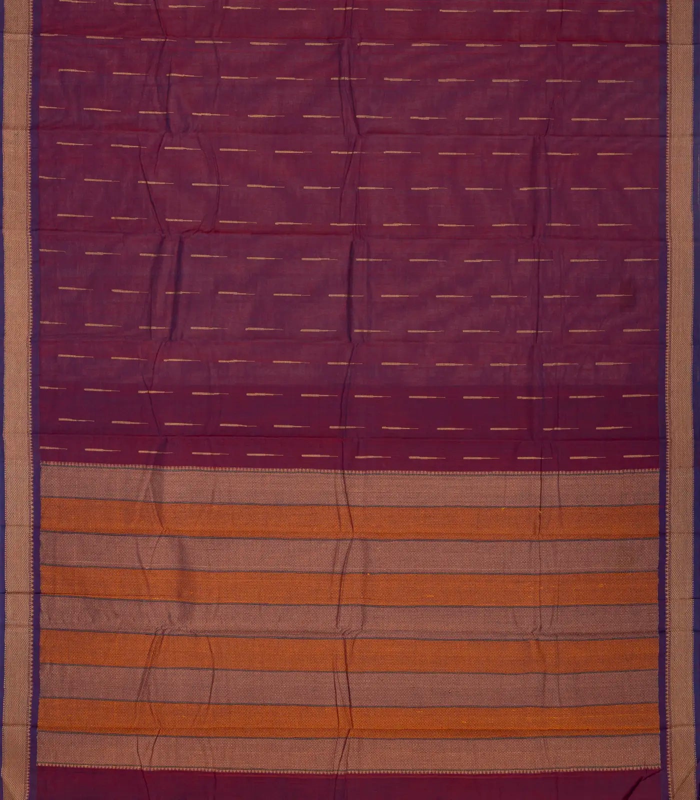 RmKV Magenta Handloom Kanchi Cotton Saree With Raindrop Buttas - view 2