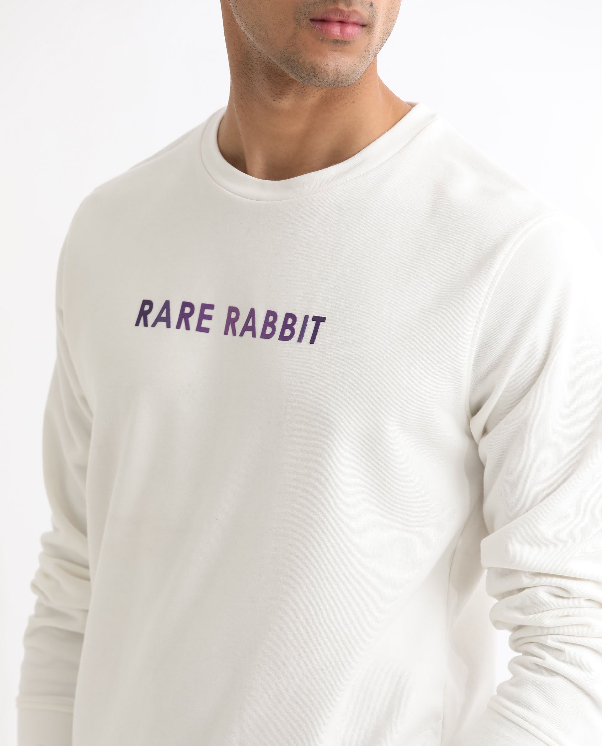 Rare Rabbit Men'S Lintz Off White Sweatshirt Full Sleeves Solid - view 3