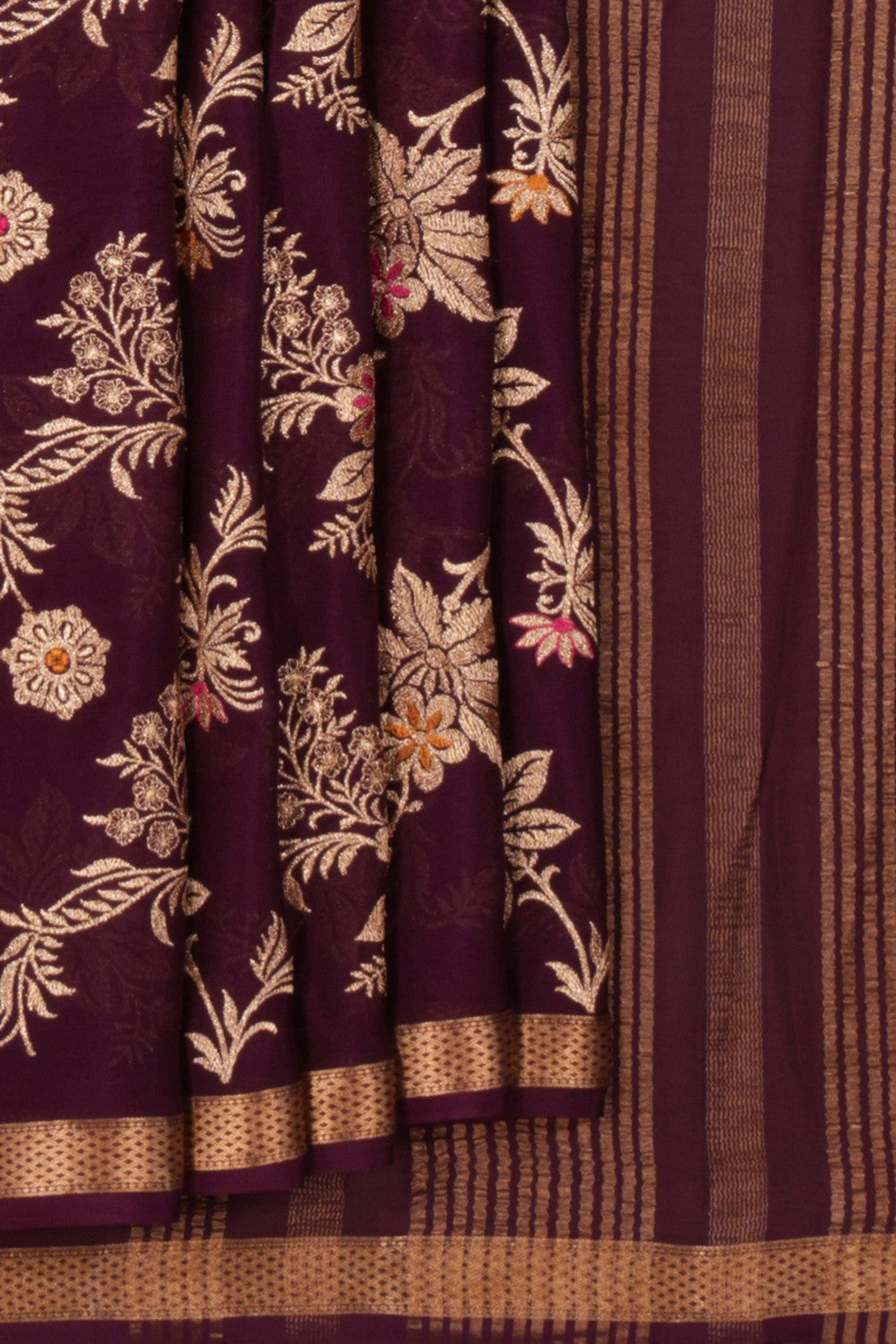Kalanjali Crepe Saree With Embroidery Work – Women's