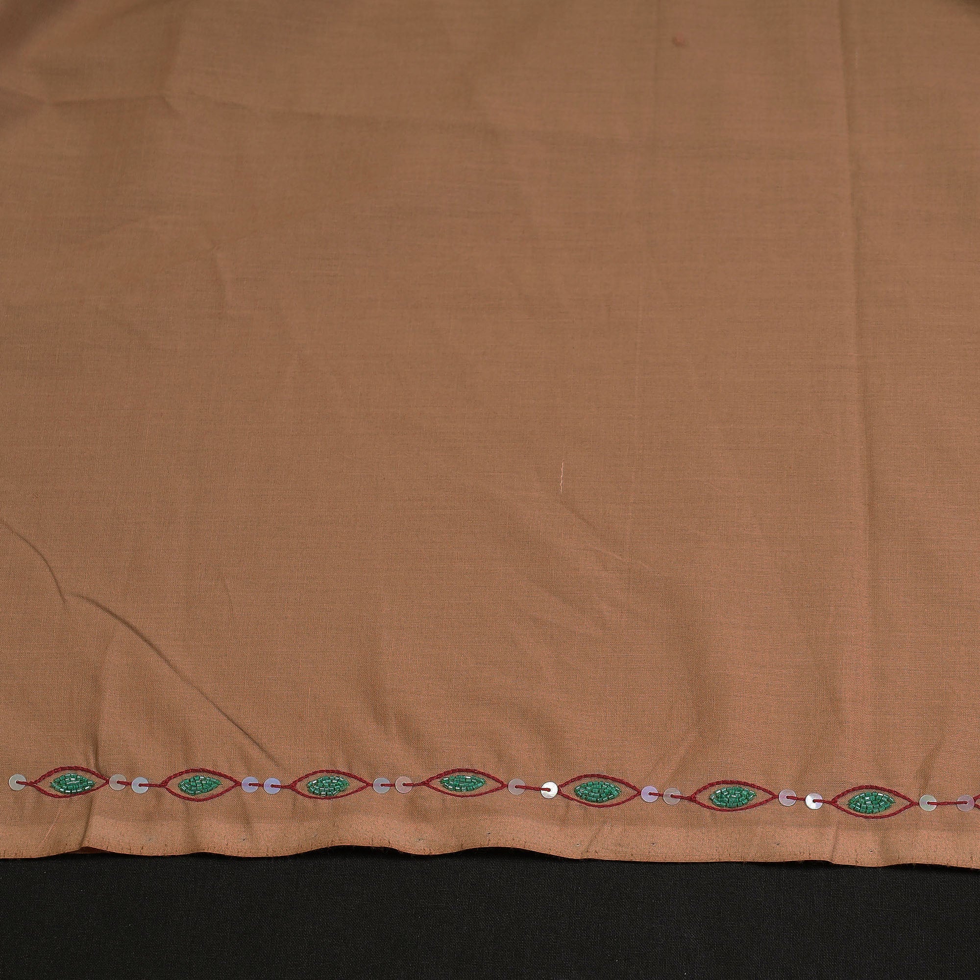 NOORI BAZAR Brown - Hand Embroidery Plain Cotton Kurta Material - 3 Meter - view 4