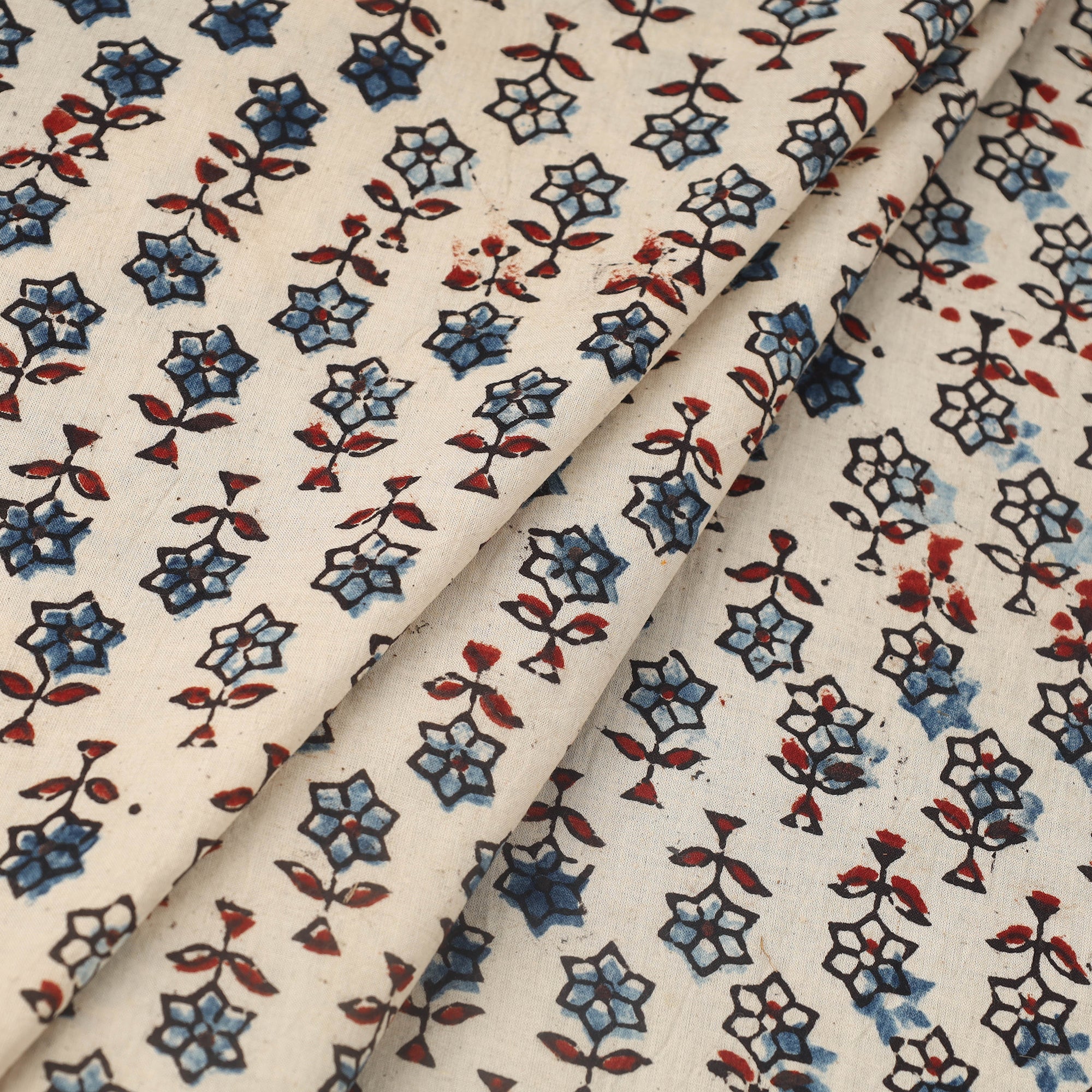 KACHCHH JI CHHAAP Beige - Block Print Cotton Natural Dyed Ajrakh Fabric 61 - view 2