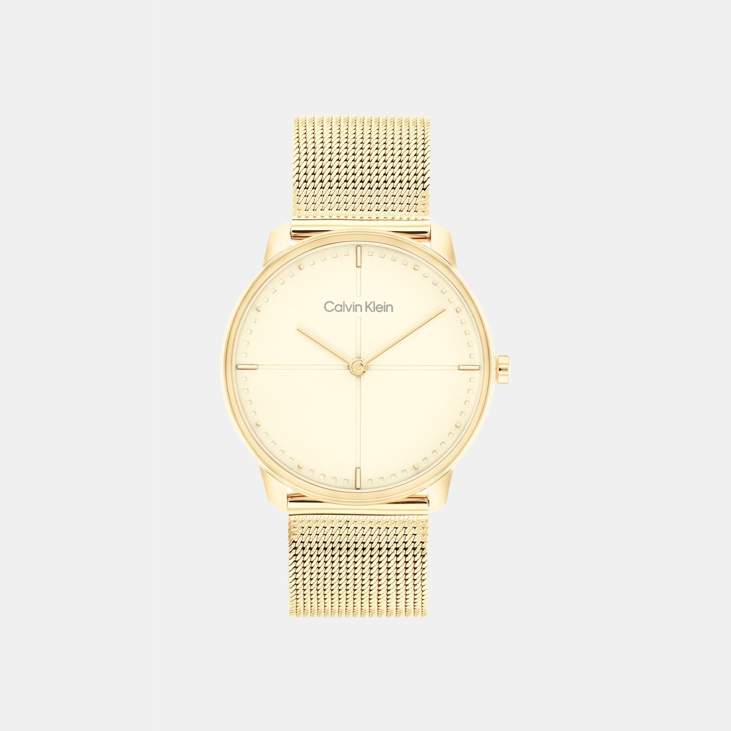 Calvin Klein Ck Iconic Unisex Quartz Champagne Dial Analog Mesh Watch 25200159