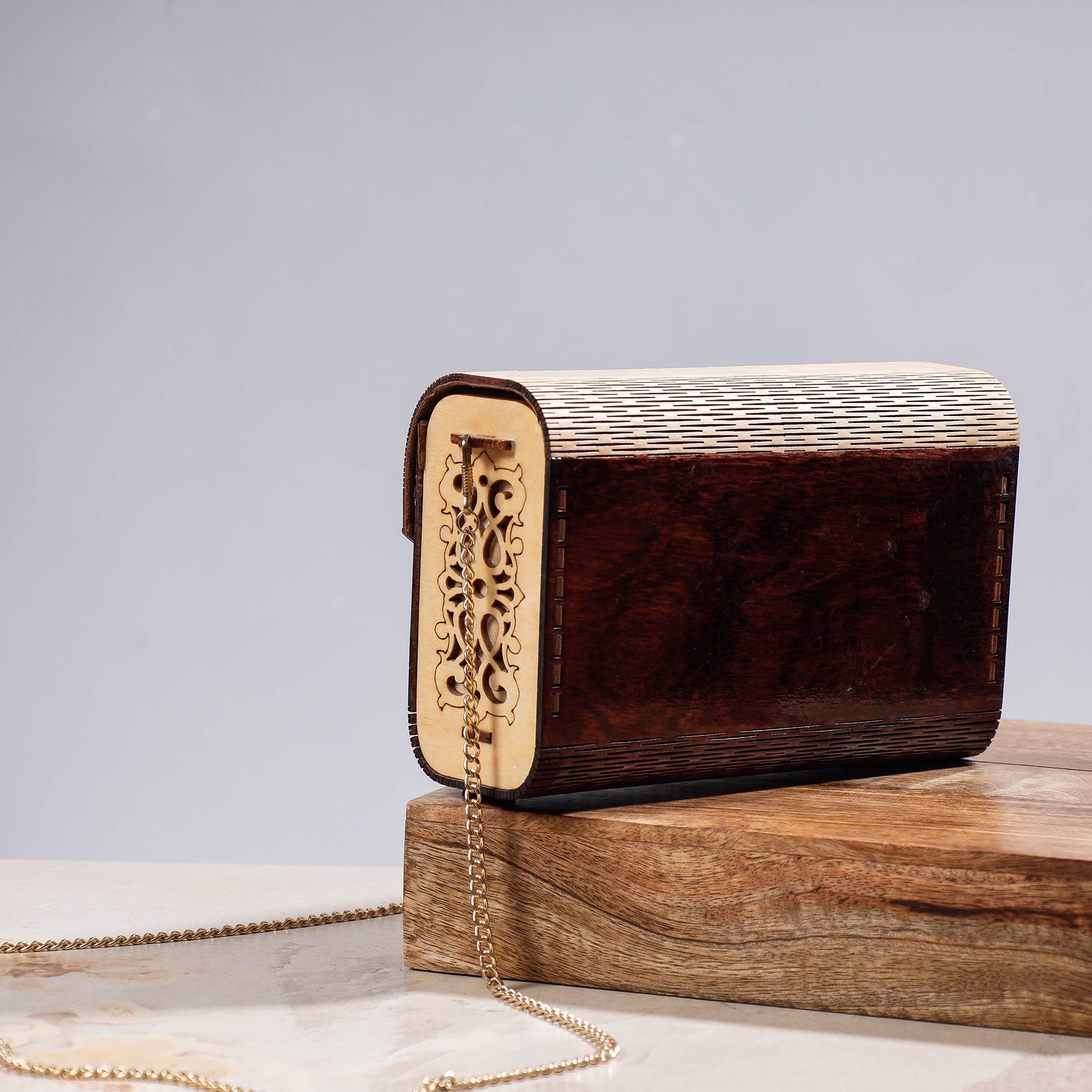 NABARD - ARTISAN CONNECT Brown - Handcrafted Birch Wooden Sling Bag - view 2