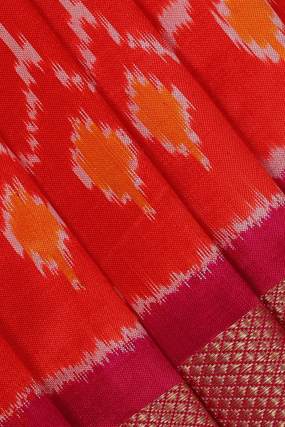 Kalanjali Ikat Orange Pavada Unstitched Set - view 2