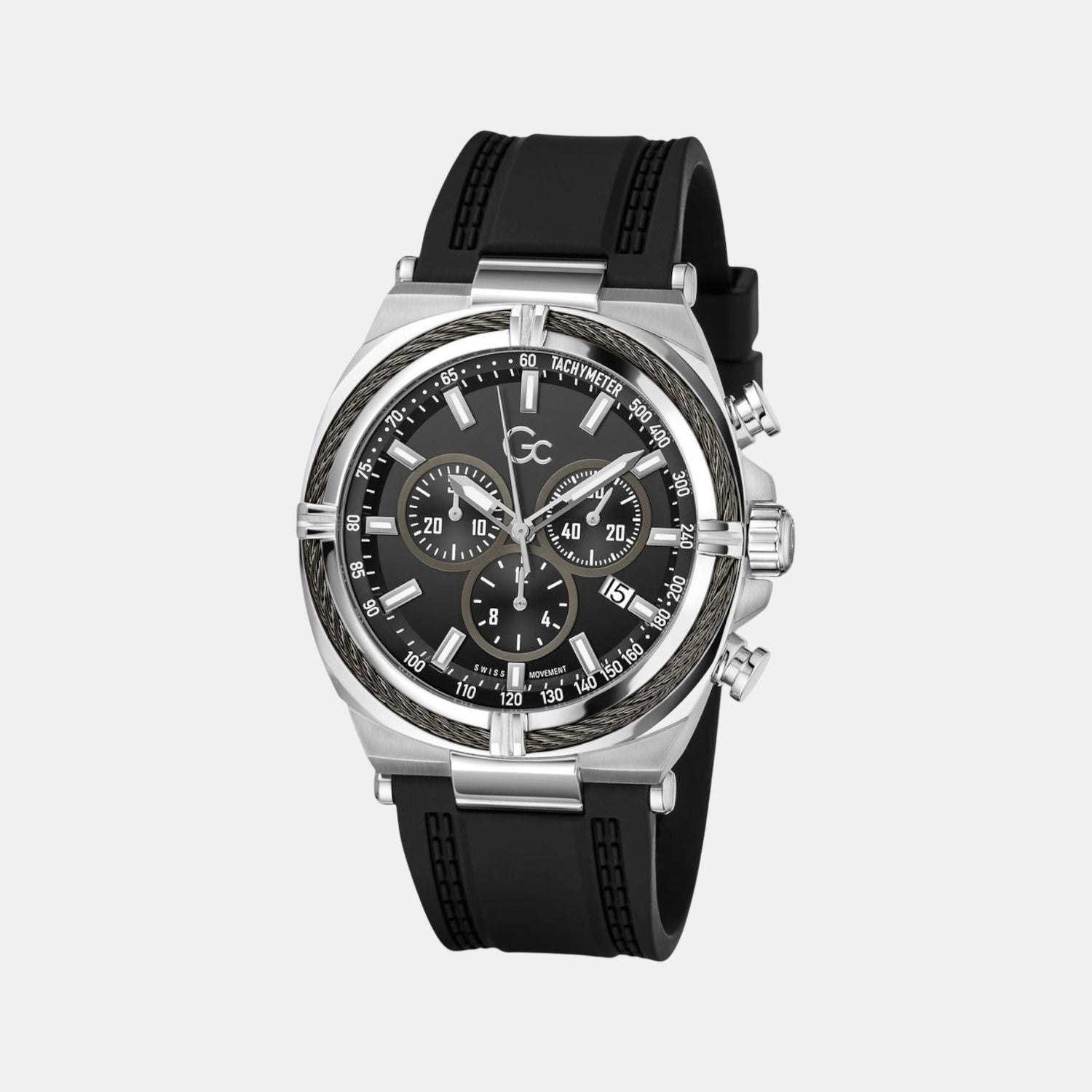 Gc Ironclass Men Quartz Black Dial Chronograph Silicone Watch Z32007G2 - view 2
