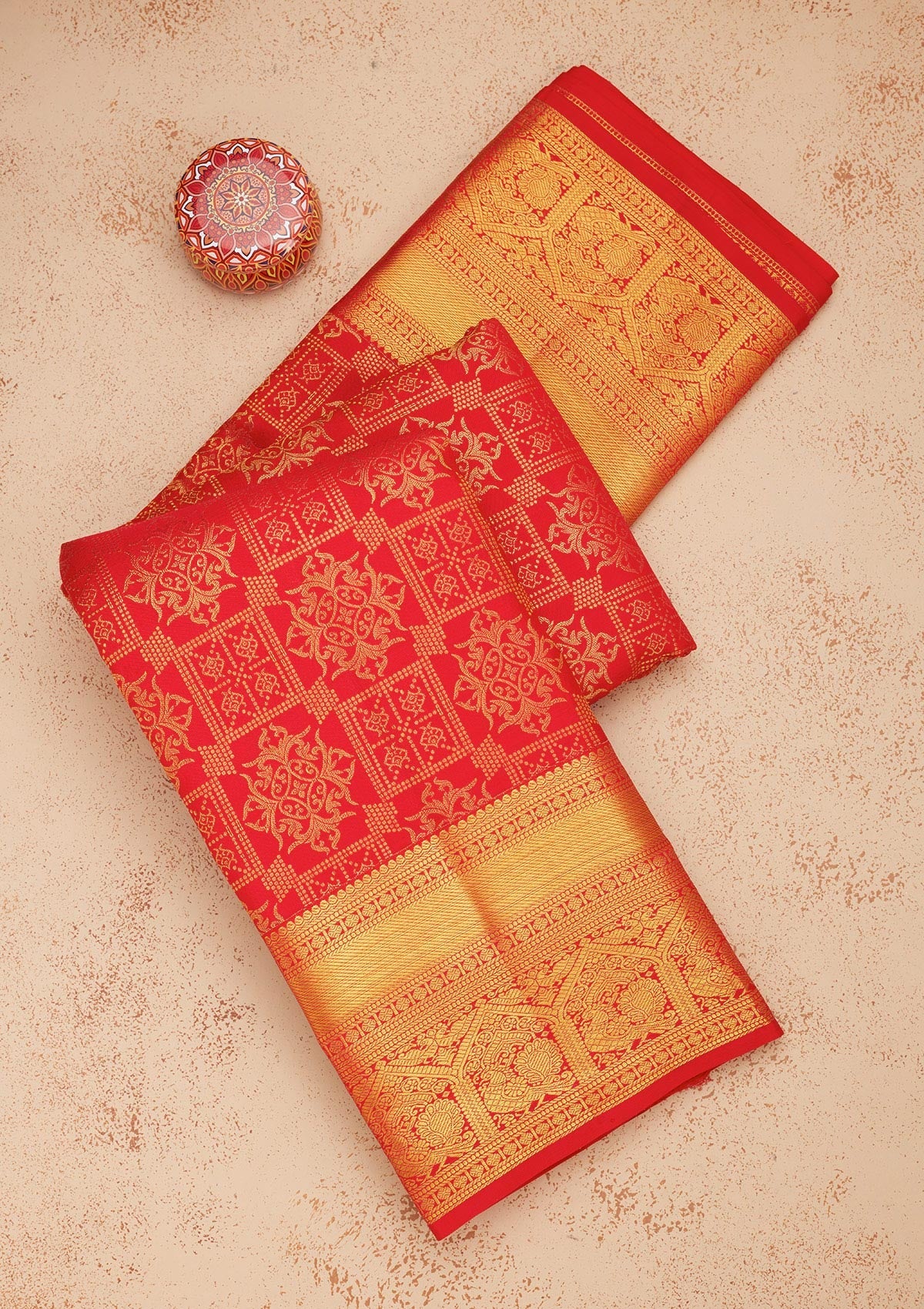 Koskii Red Zariwork Pure Silk Saree – Women's