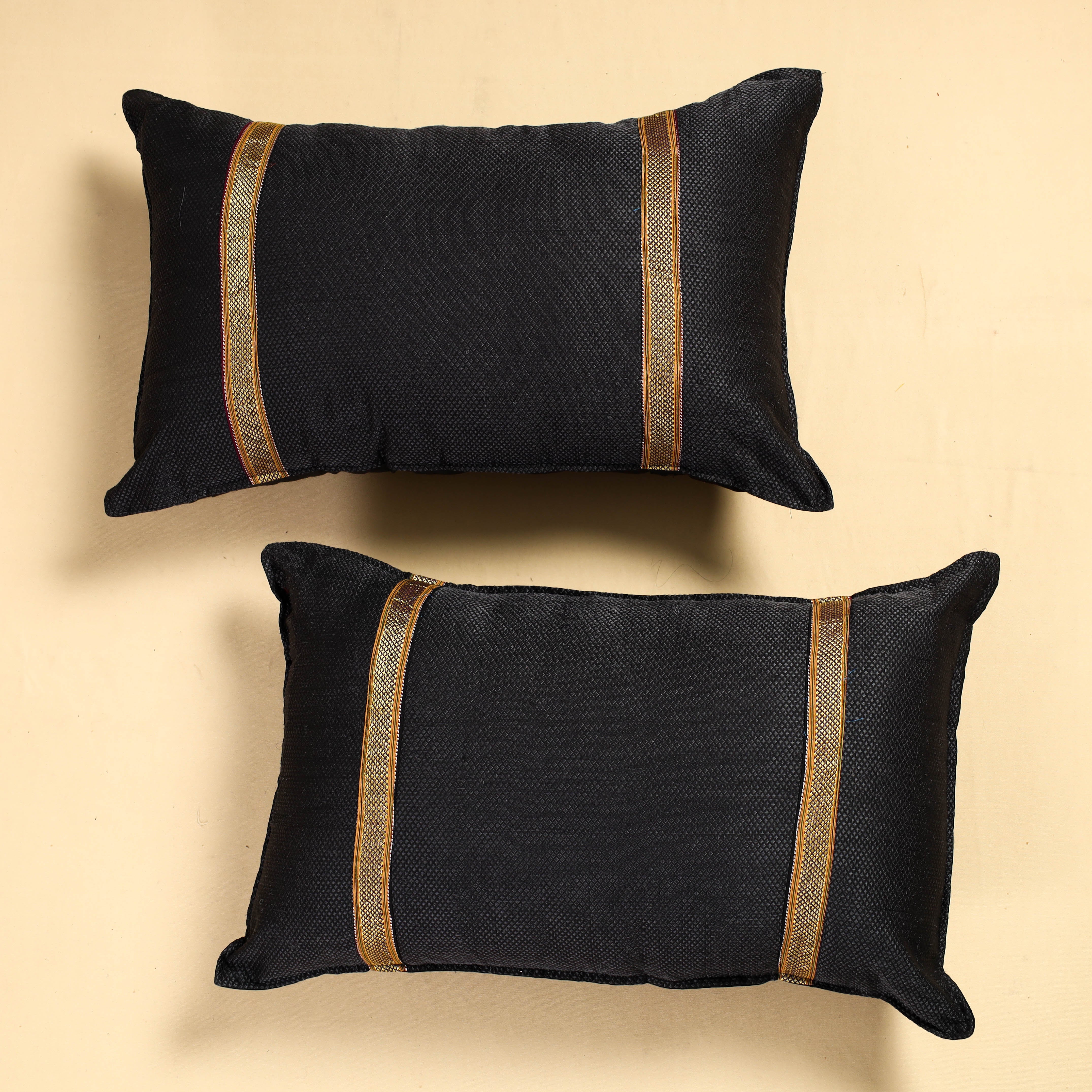 NOORI BAZAR Black - Khun Weave Cotton Pillow Covers (Set of 2)