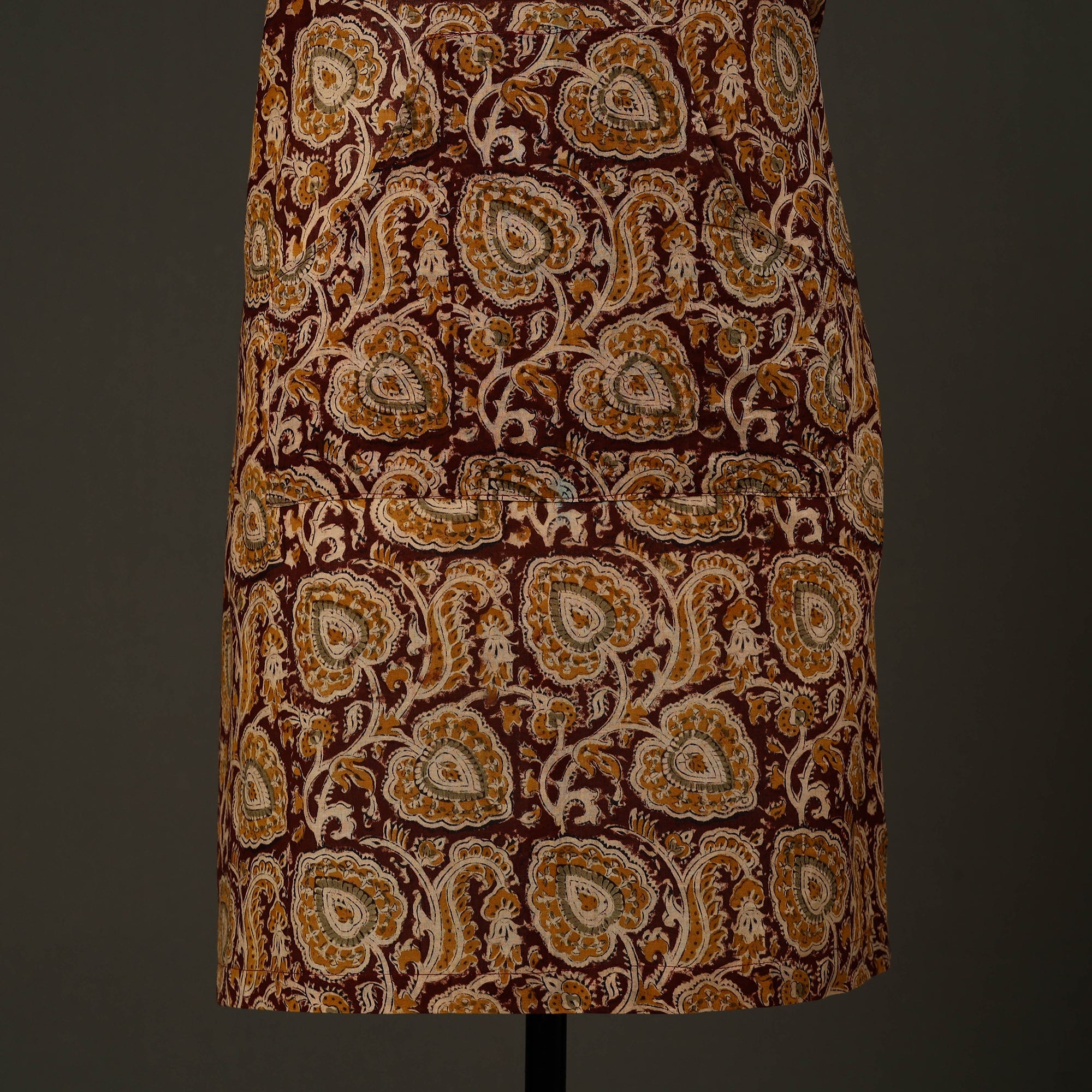 JALPARI Brown - Kalamkari Block Print Cotton Apron with Pocket 61 - view 2
