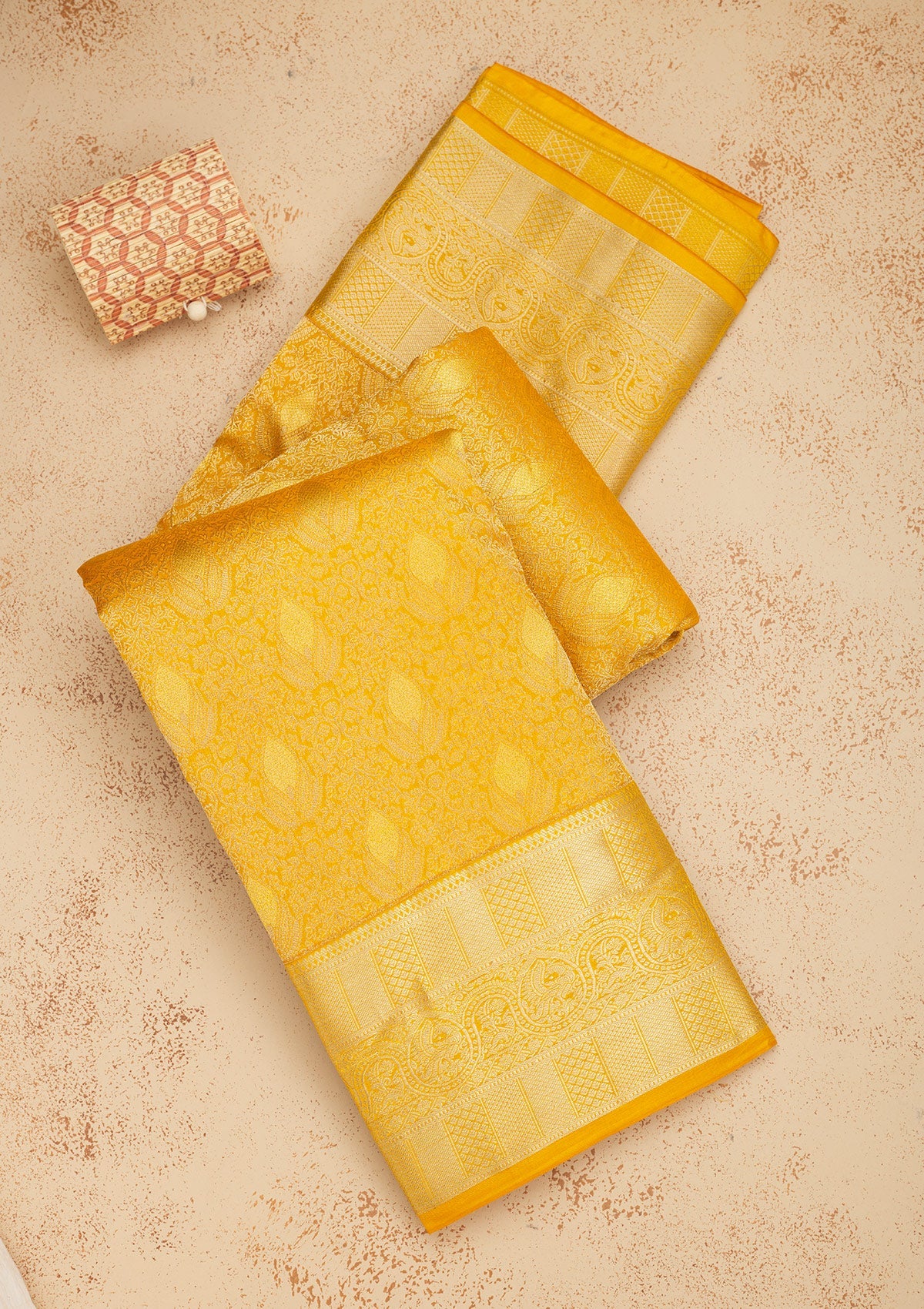 Koskii Mustard Zariwork Pure Silk Saree – Women's