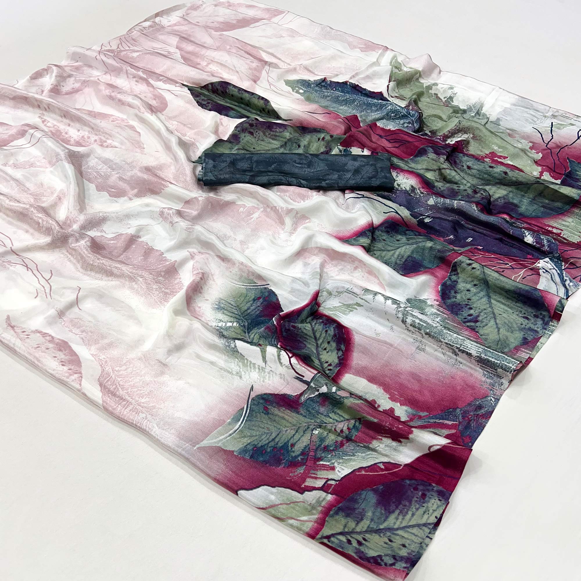 Peachmode Wine Printed Crepe Silk Saree – Women's