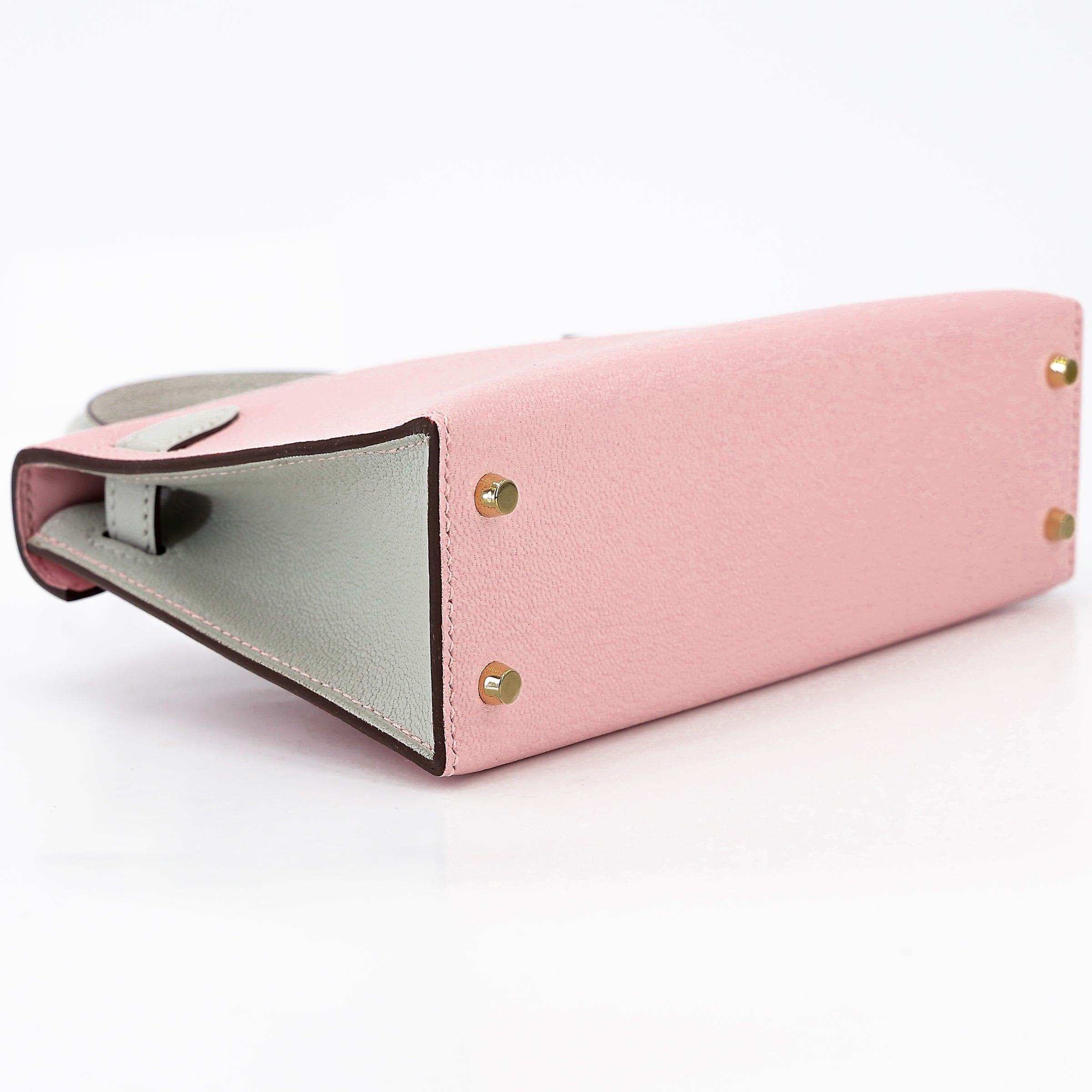 Cop Underdog HERMÈS Mini Kelly II HSS Gris Perle Rose Sakura Chevre Permabrass hardware - view 3