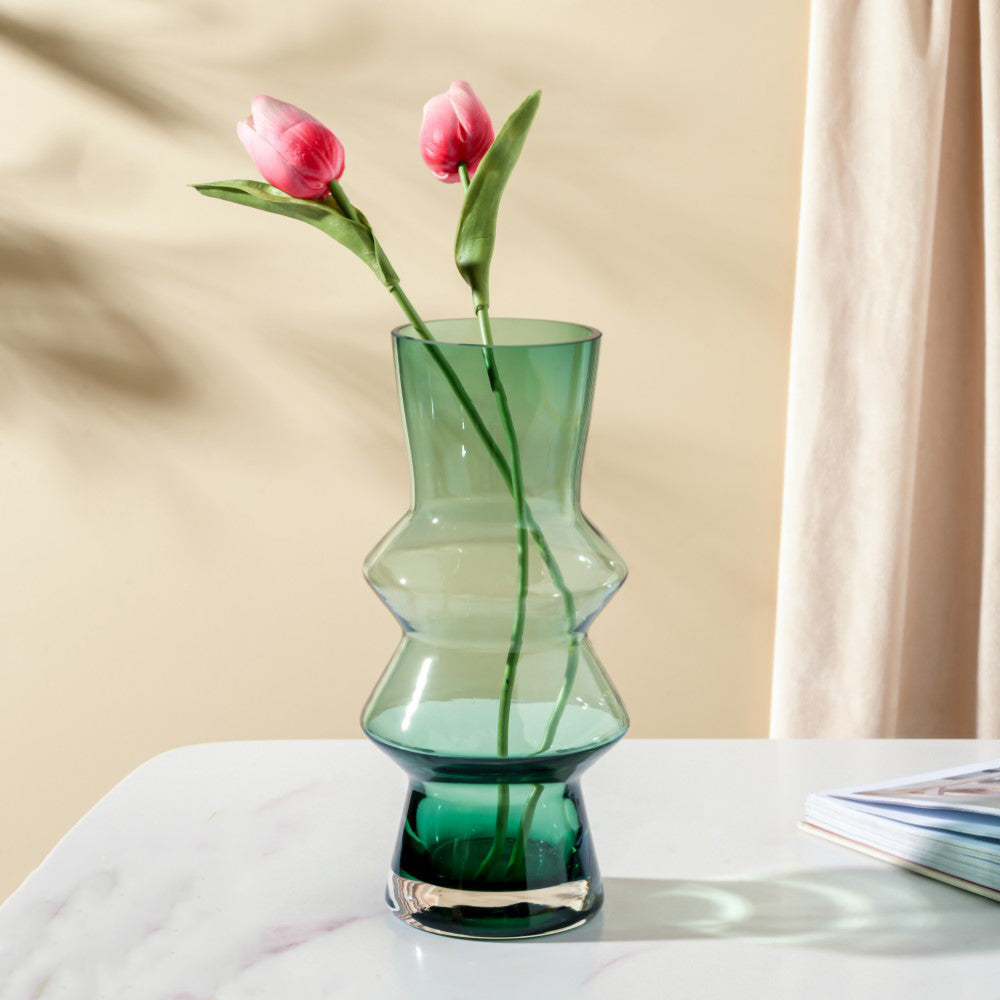 Nestasia Modern Glass Flower Vase Green