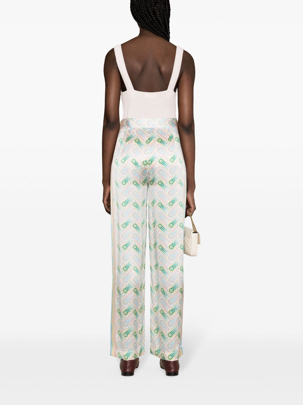 Casablanca Printed silk straight leg trousers - view 2