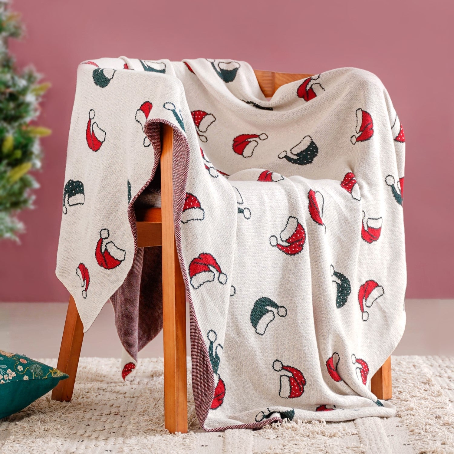 Nestasia Santa Hat Christmas Sofa Throw Blanket - view 2