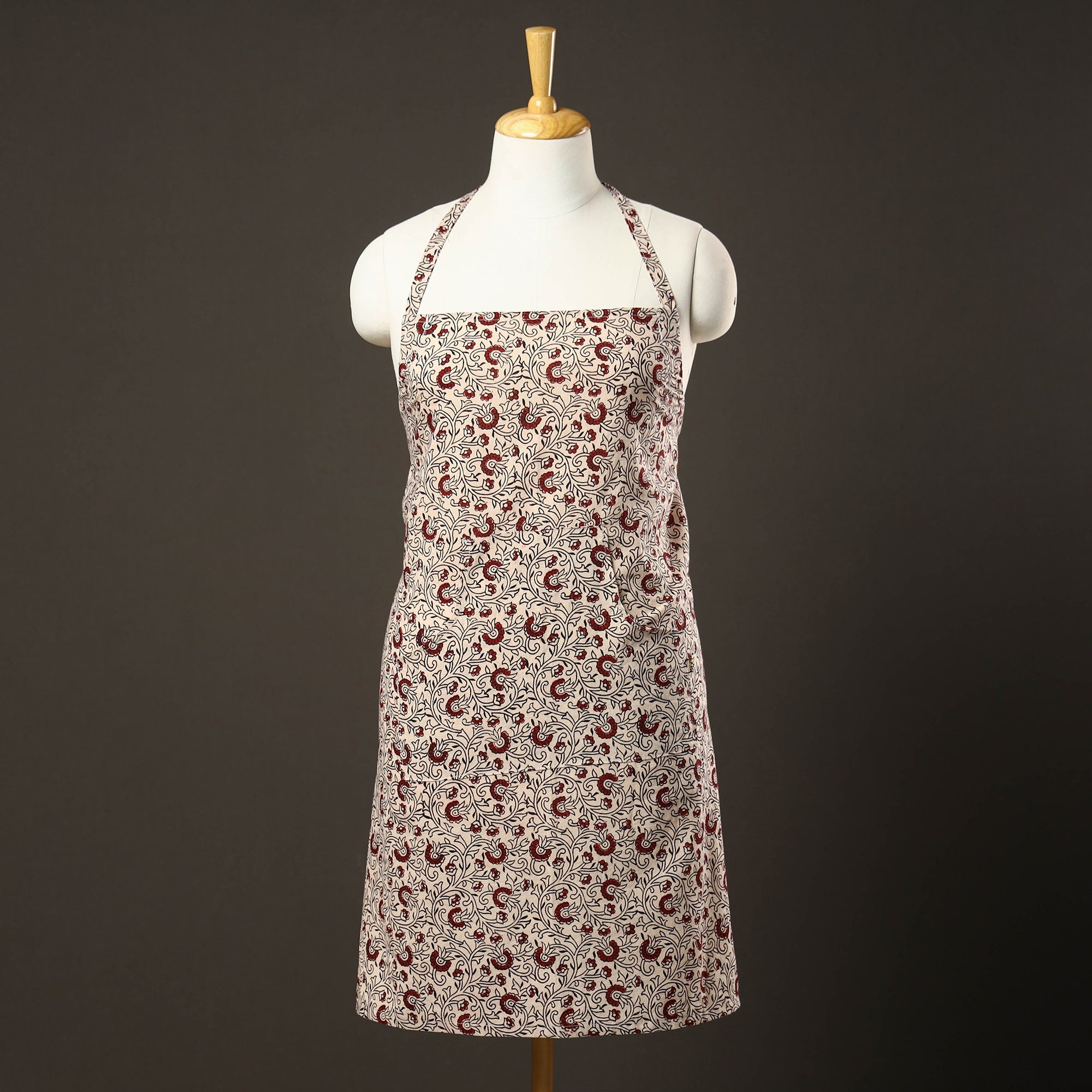ITOKRI CRAFTS INITIATIVE Bagh Block Printed Cotton Apron with Pocket 33