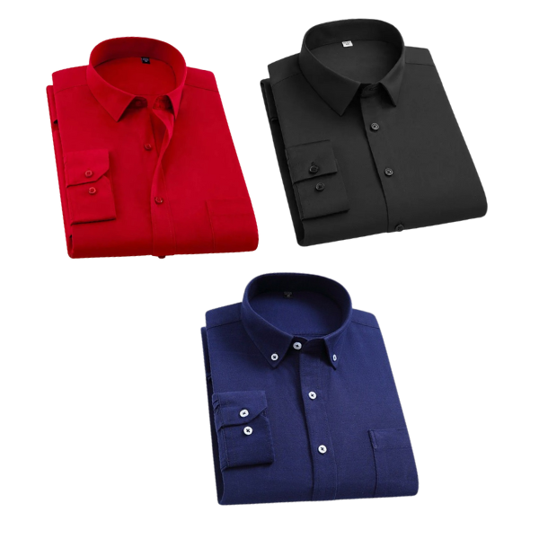 BlackTree Combo of 3 Cotton Shirt for Man ( Black, Red and Navy Blue )
