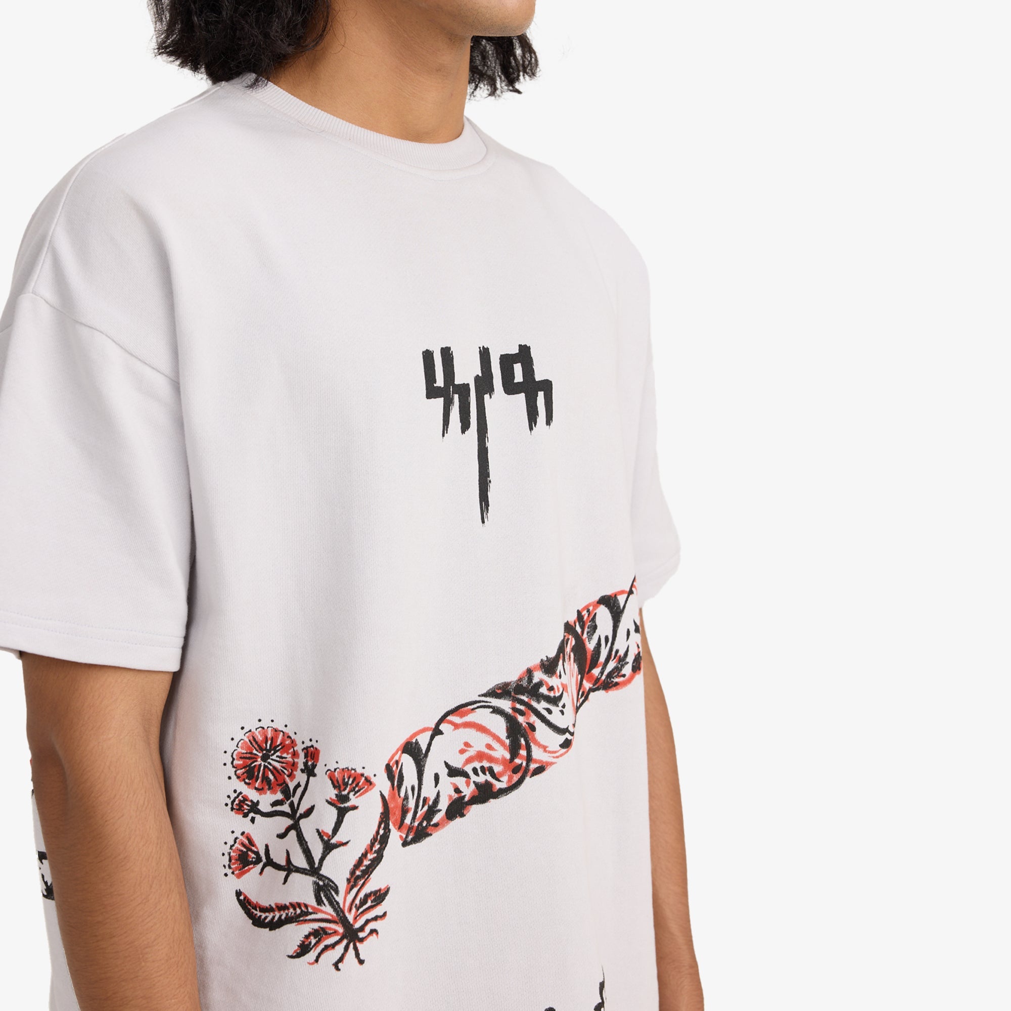 F A R A K | Grey Block Printed T-shirt { Grey/grey - view 5