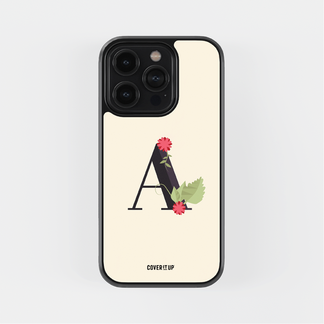 Design Phone Cases Limited Edition Floral Initial Glass Case