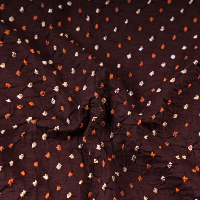 KACHCHH JI CHHAAP Brown - Kutch Tie & Dye Mul Cotton Bandhani Fabric 04