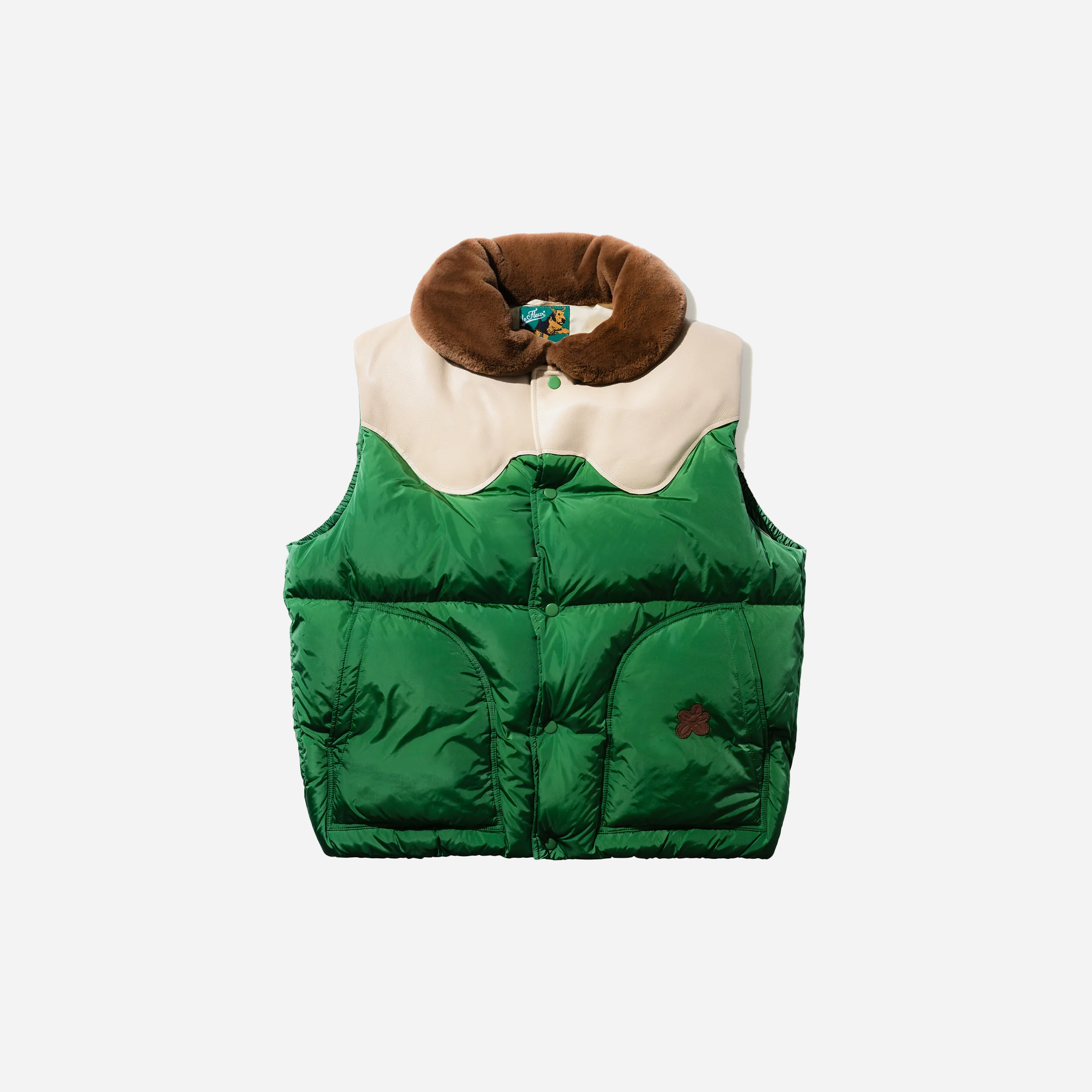 Golf Le Fleur Leather Puffer Vest – Green